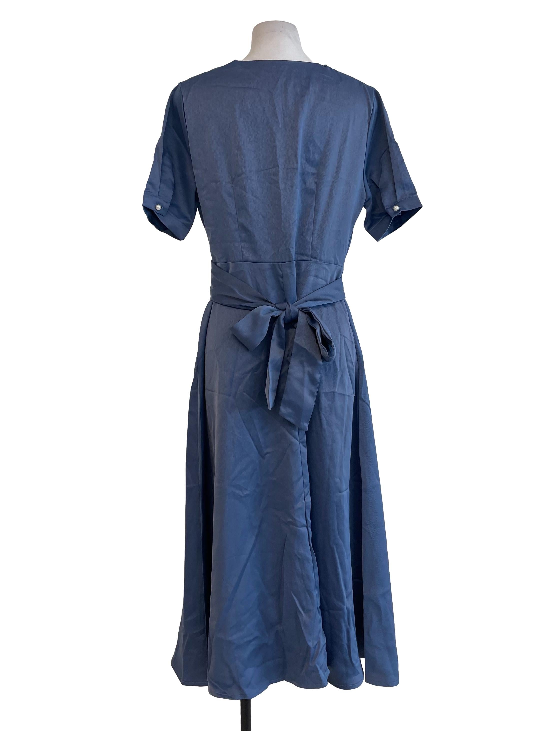 Stone Blue Wrap Knot Dress