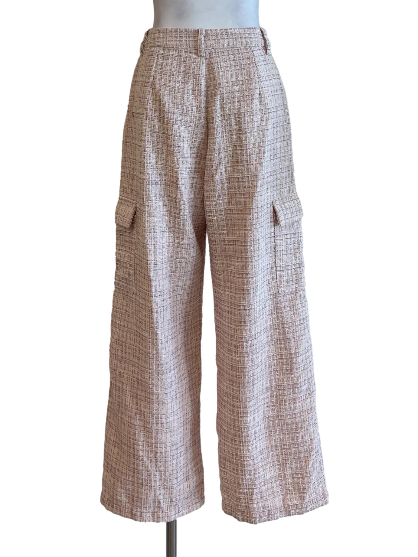 Baby Pink Tweed Cargo Pants