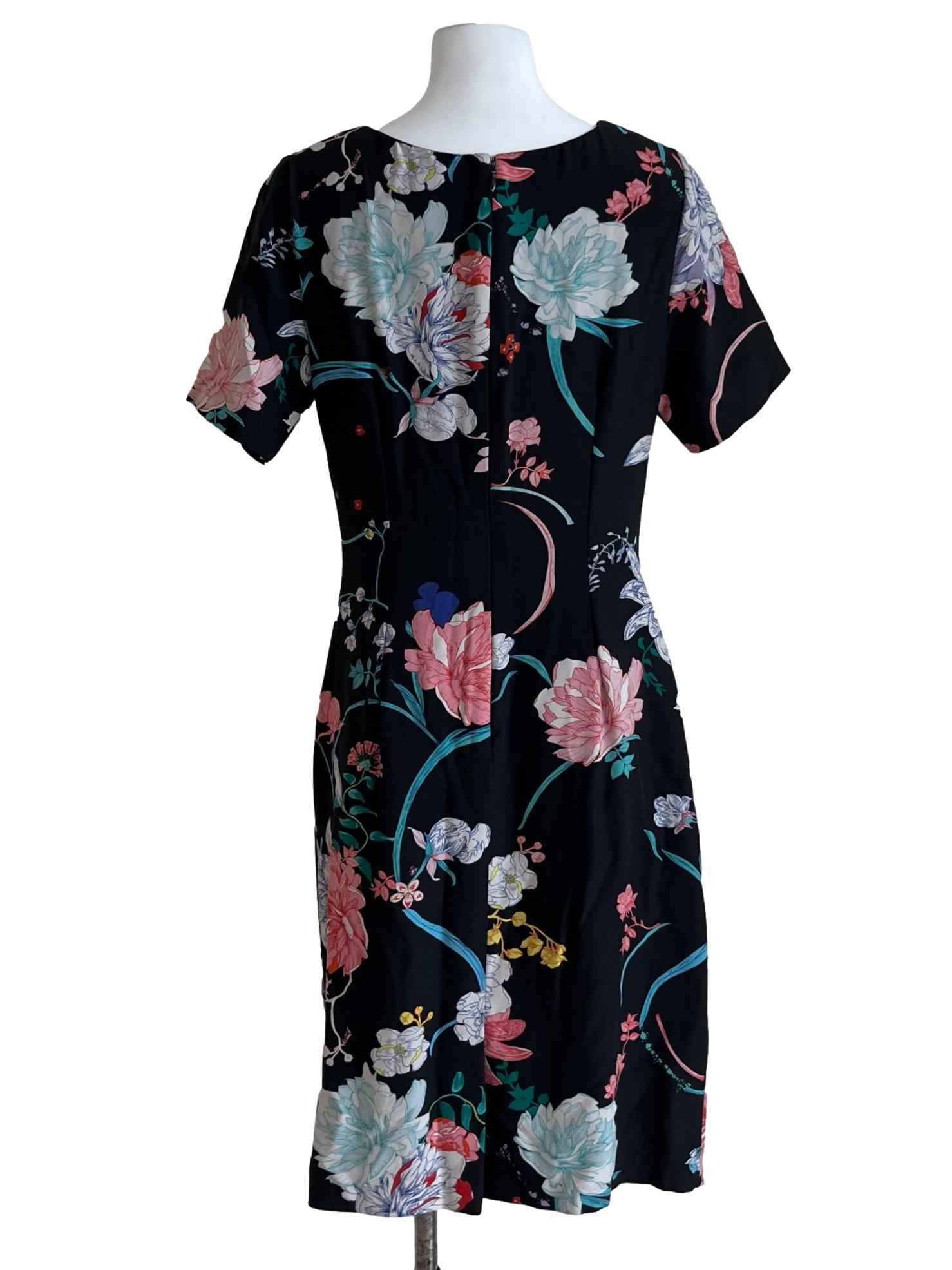 Black Floral Empire Dress