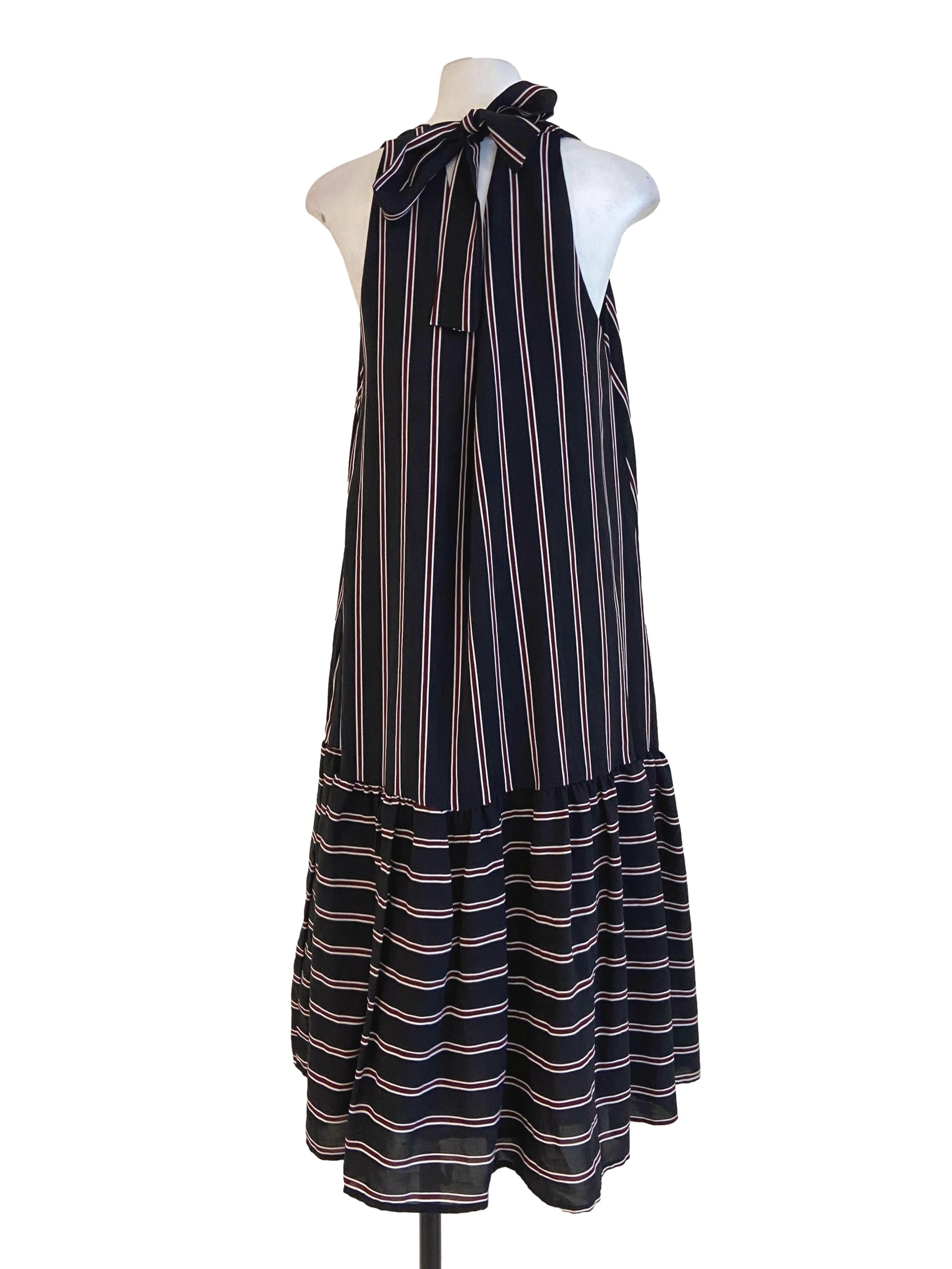 Black & Red Stripe Sleeveless Drop Waist Dress TEM