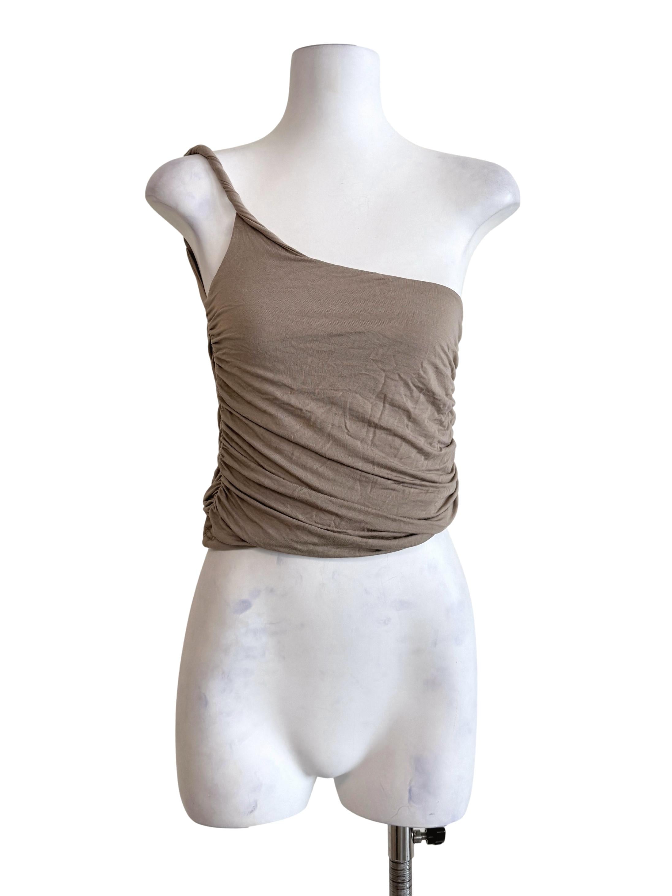 Tortilla Brown Asymmetric Neckline Top