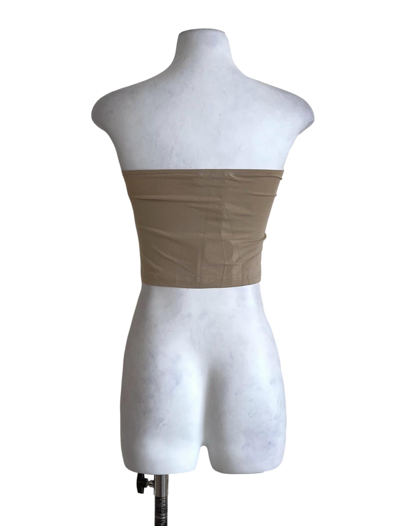 Beige Anaya Ruched Tube Padded Top TTR