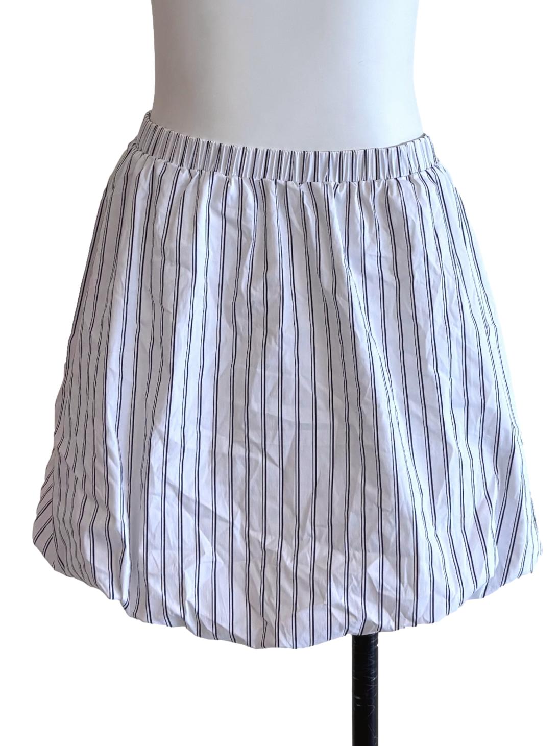 White Stripes Balloon Mini Skirt