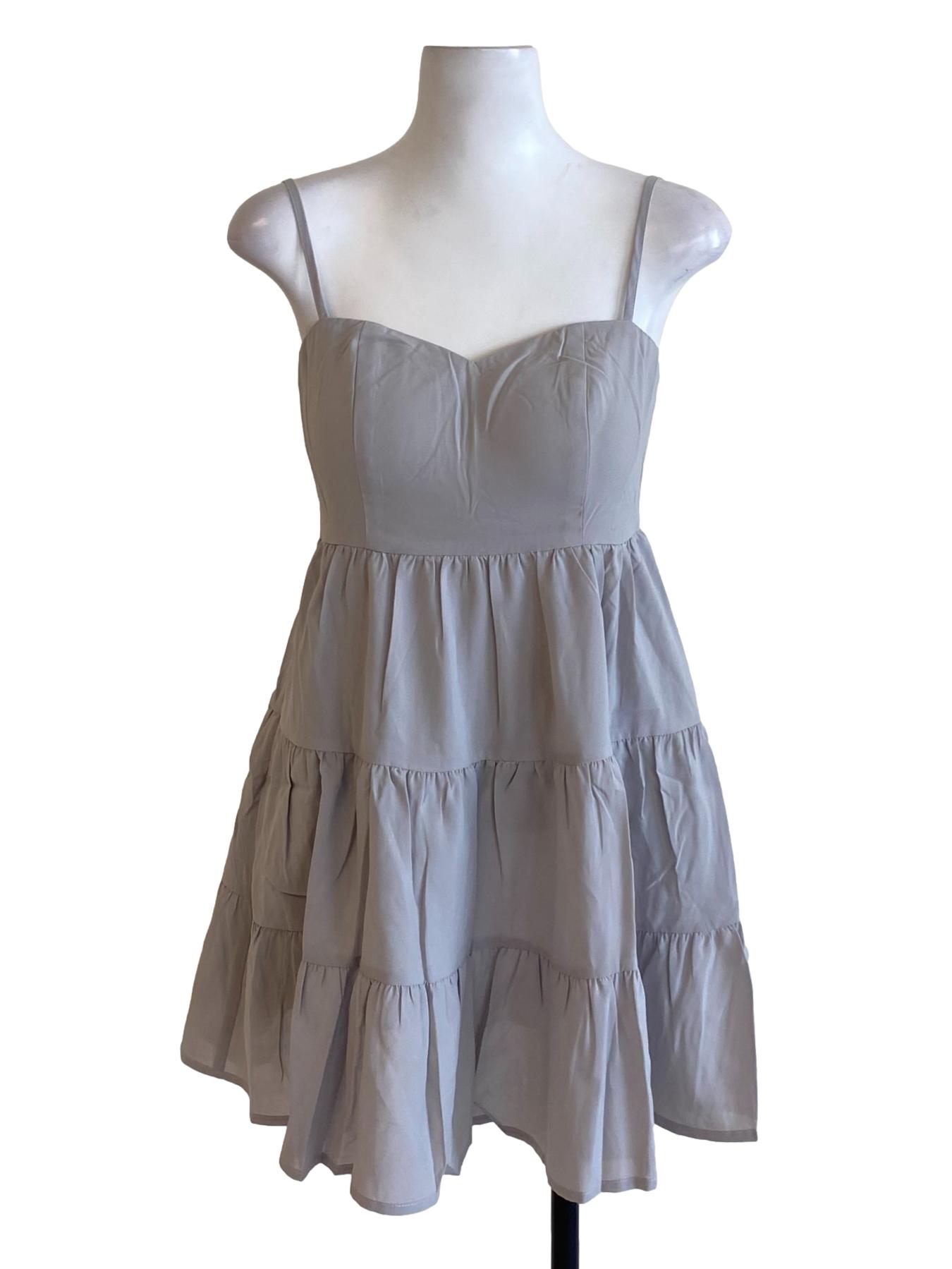 Coin Grey Spaghetti Strap Layered A-Line Dress