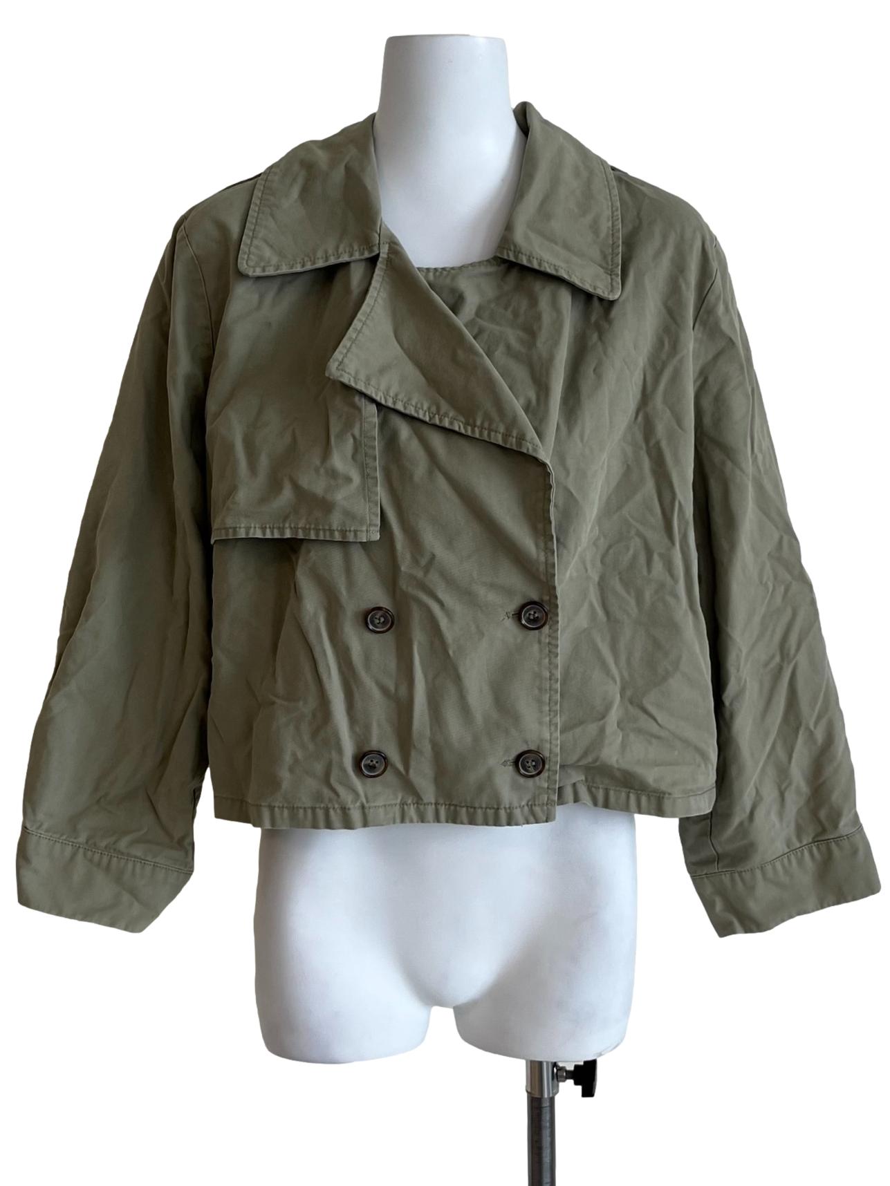 Olive Green Notched Collar Jacket