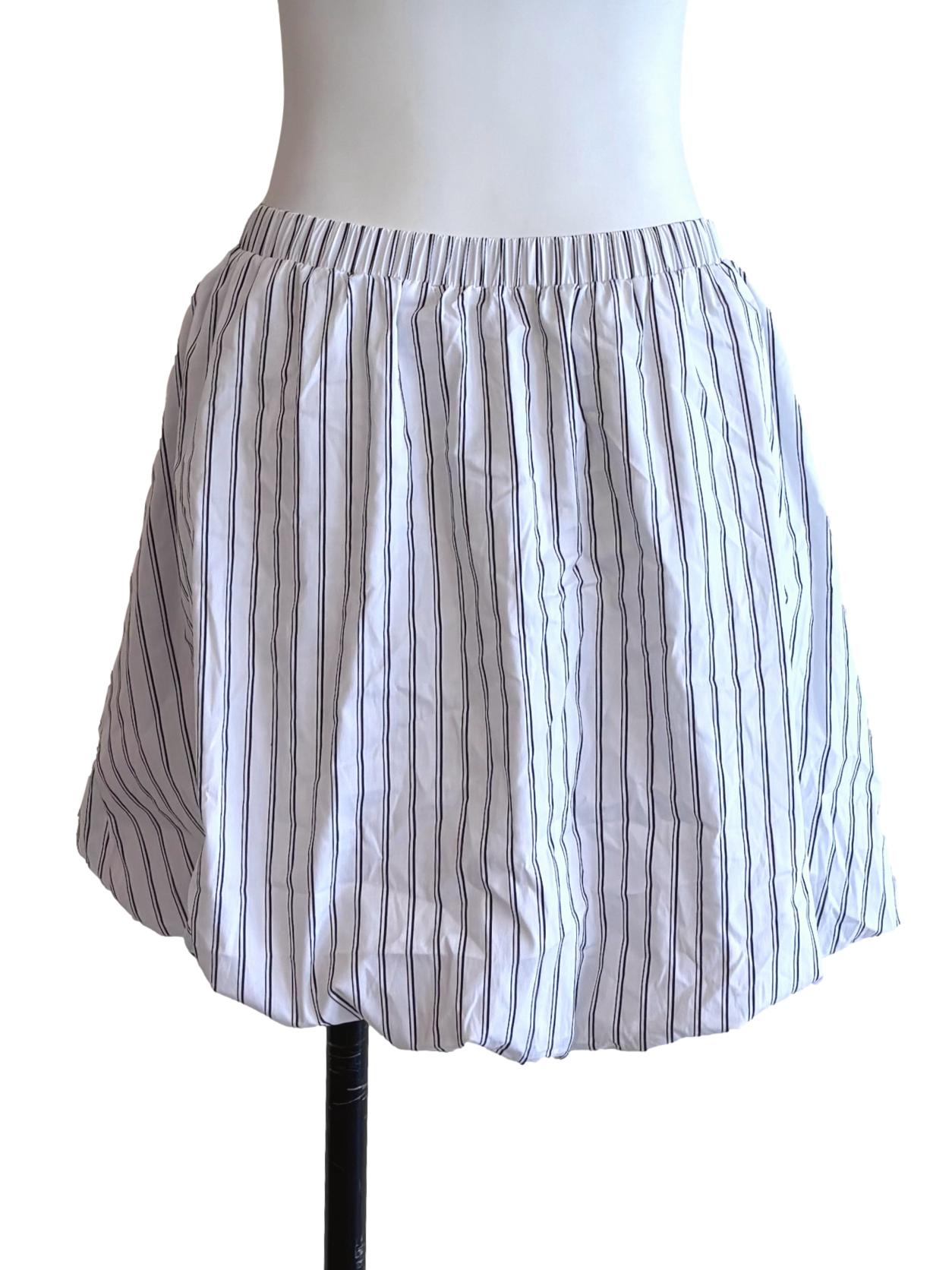 White Stripes Balloon Mini Skirt