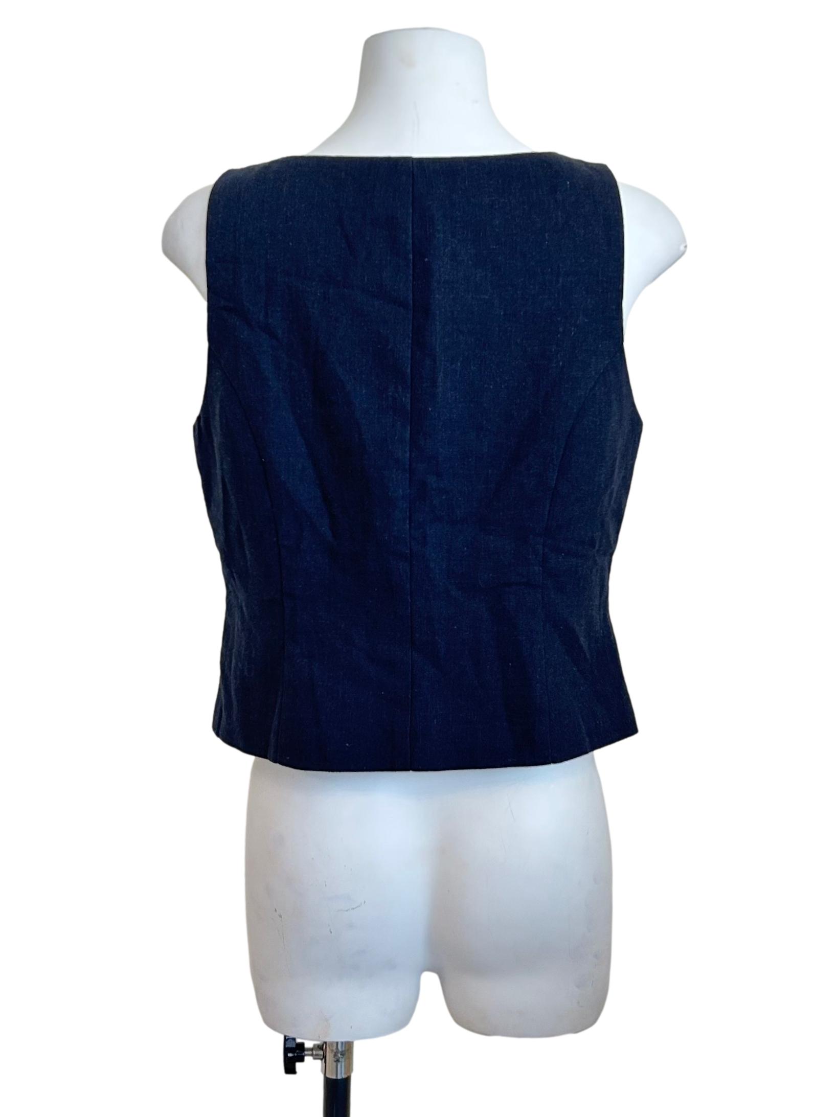 Navy Square Neck Suit Vest