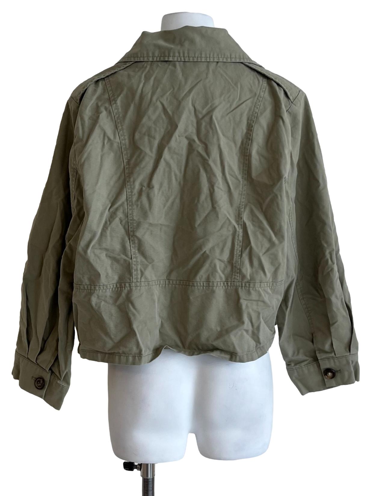 Olive Green Notched Collar Jacket