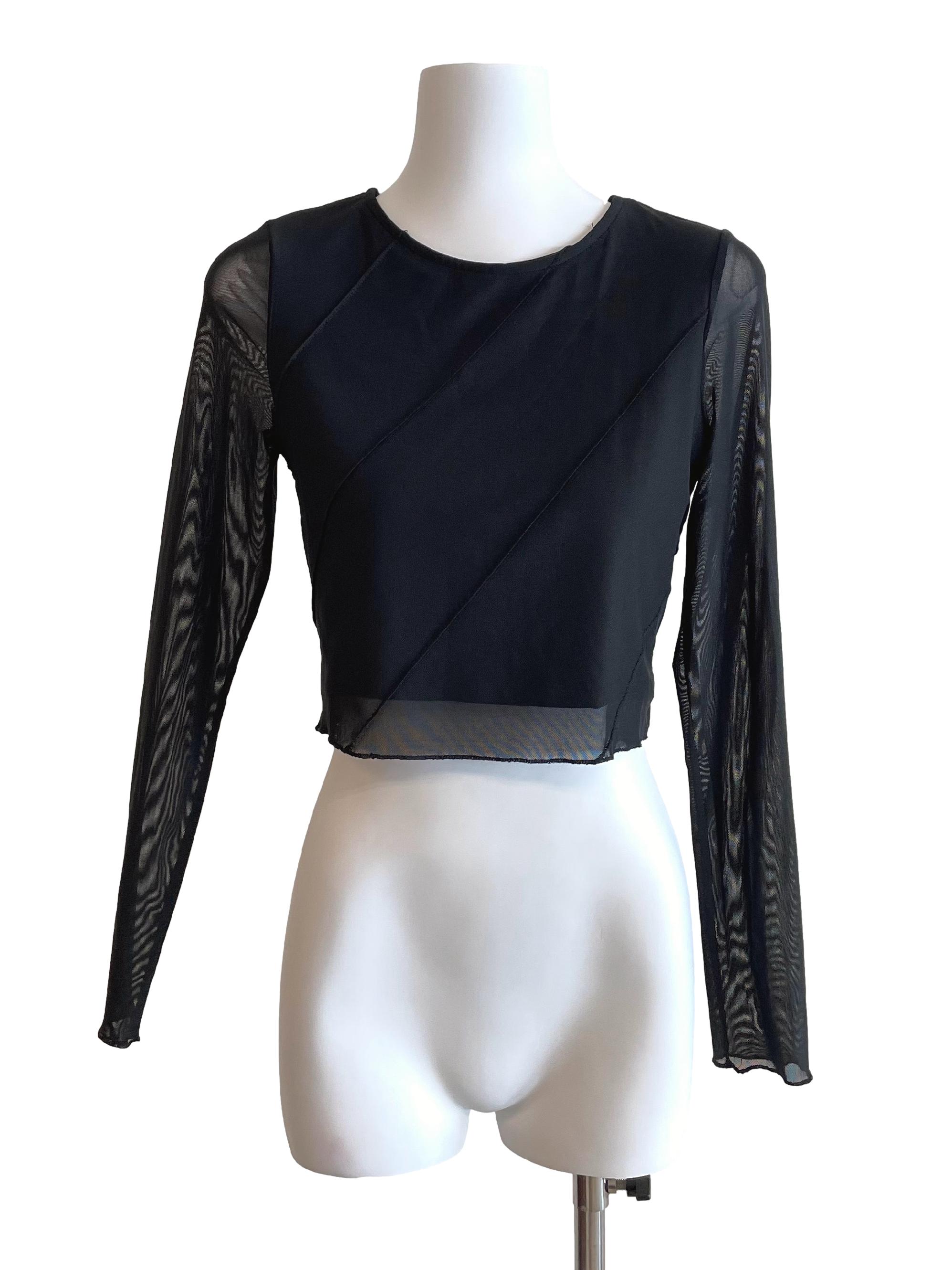Black Mesh Long Sleeves Top TTR