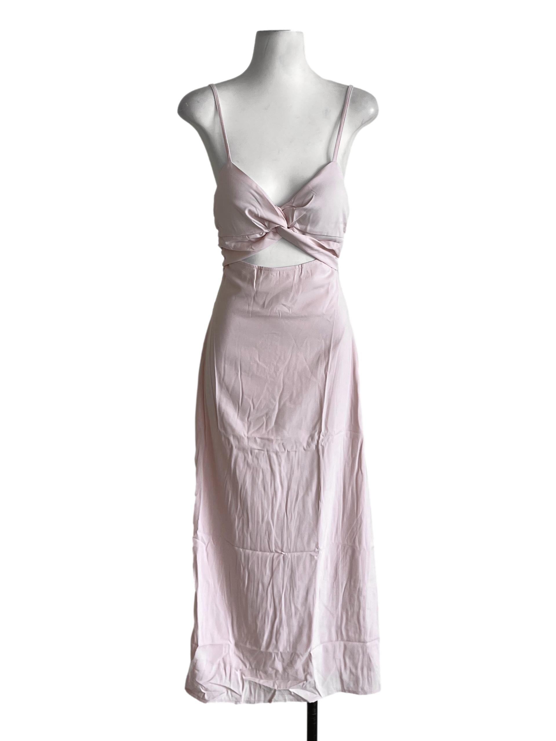 Pink Giana Twist Front Padded Midi Dress TTR