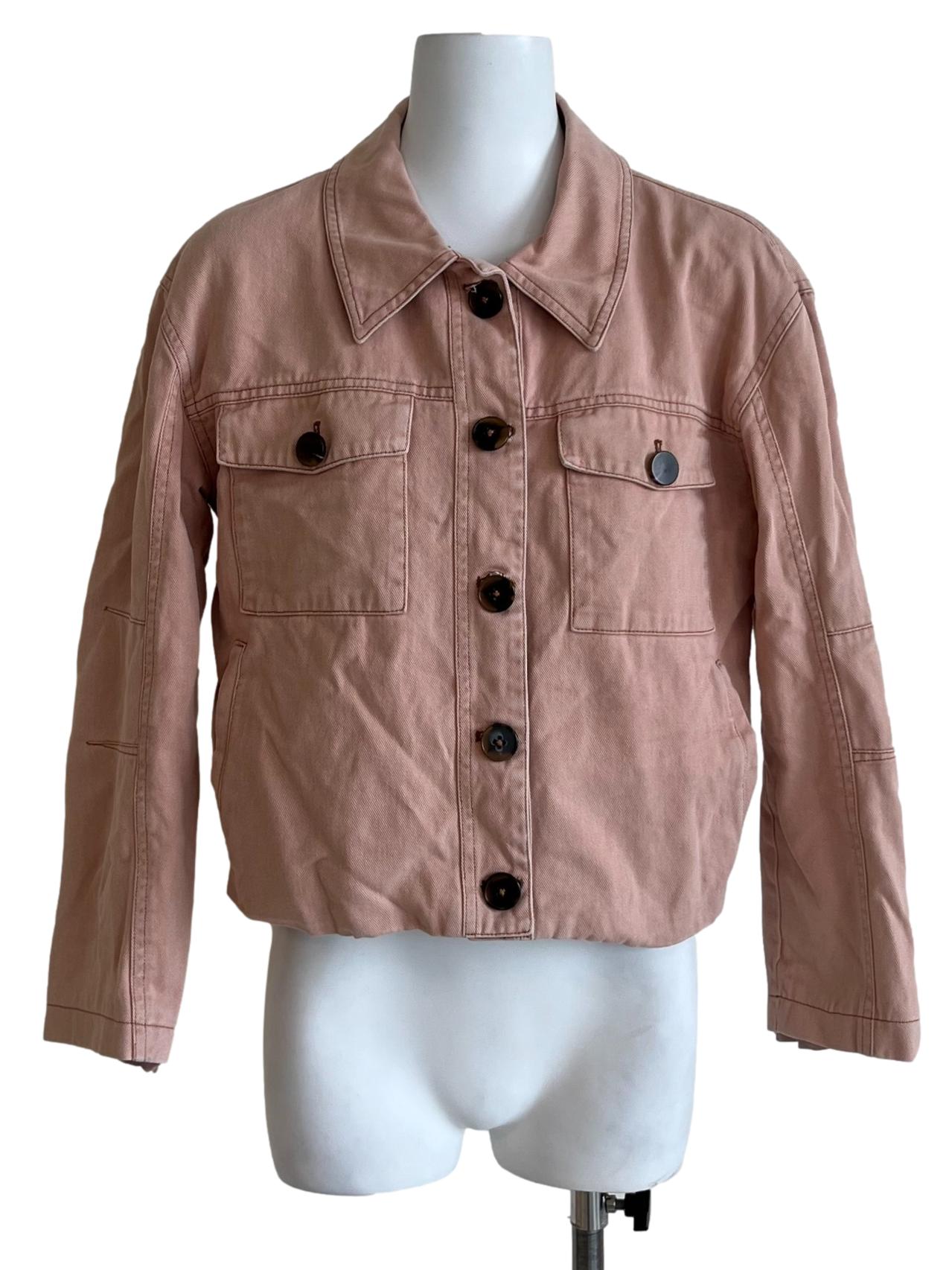 Blush Pink Wing Collar Button Down Jacket