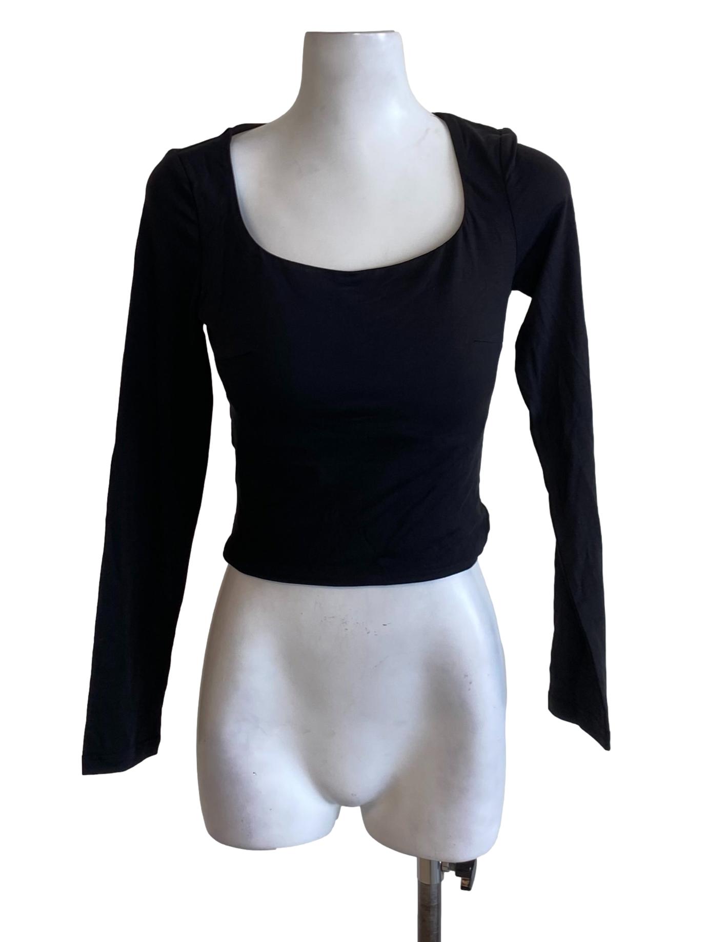 True Black Scoop Neck Long Sleeve Fit Shirt