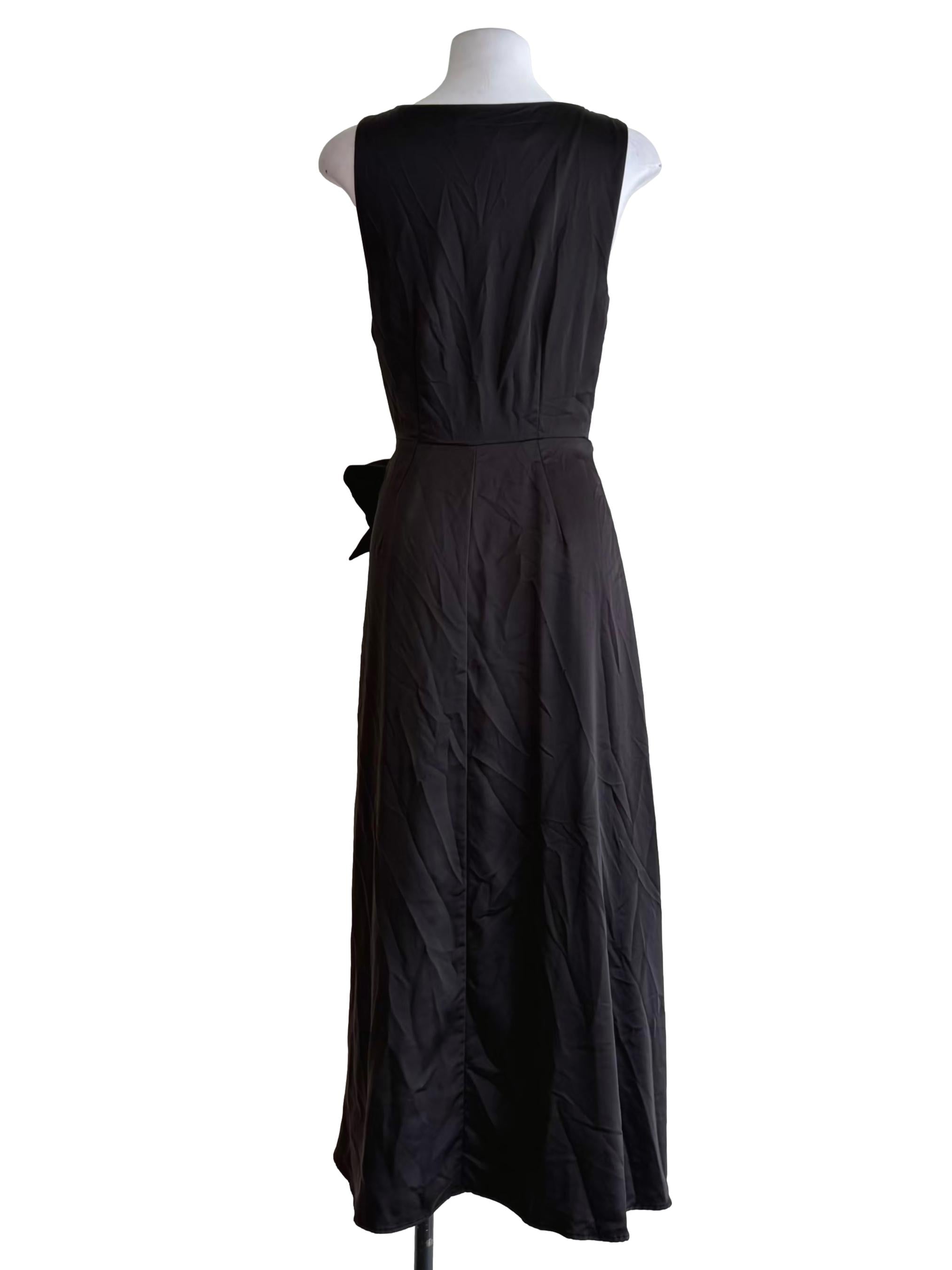 Raven Black Ribbon Side Tie High Low Shift Dress