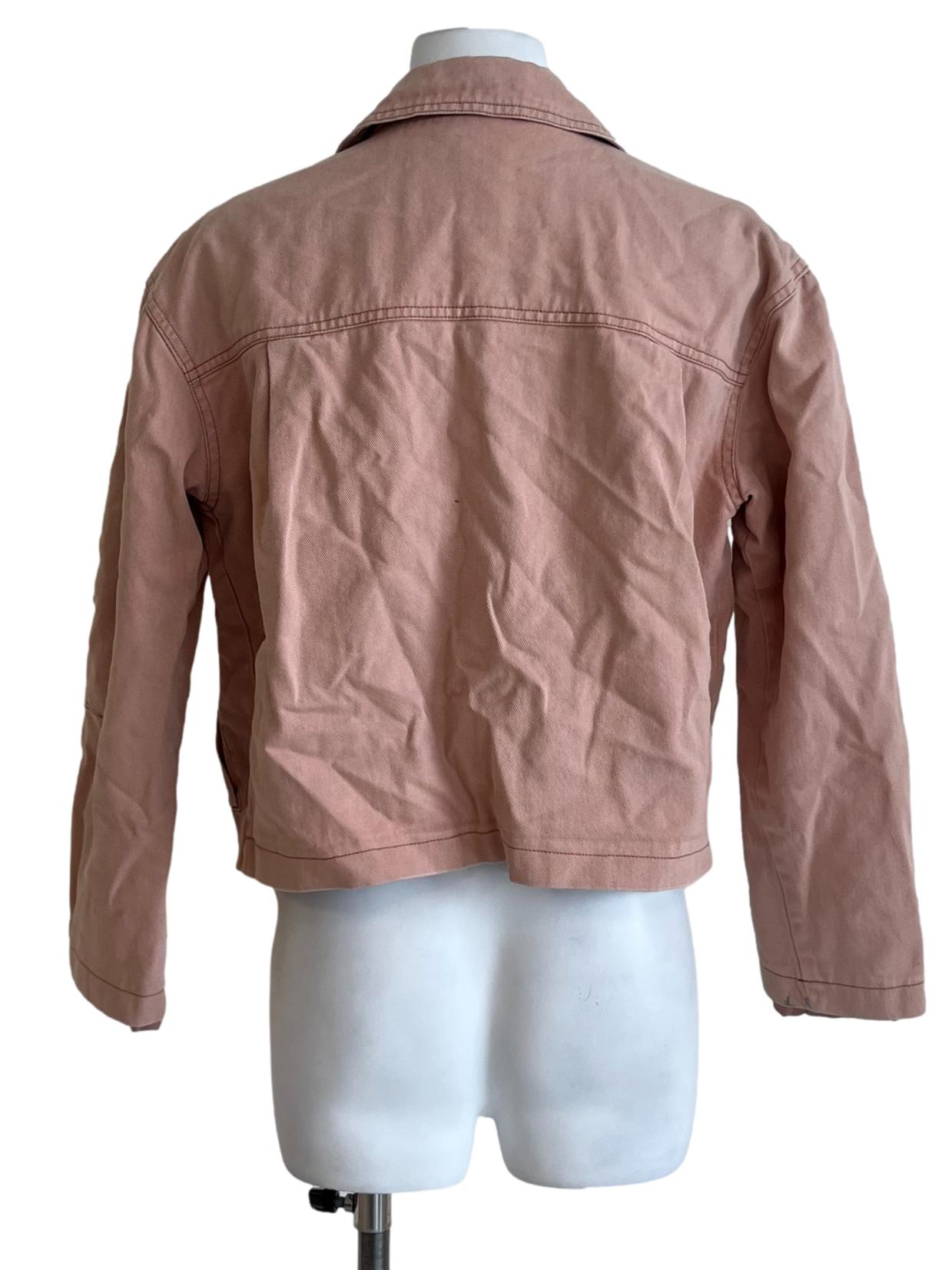 Blush Pink Wing Collar Button Down Jacket