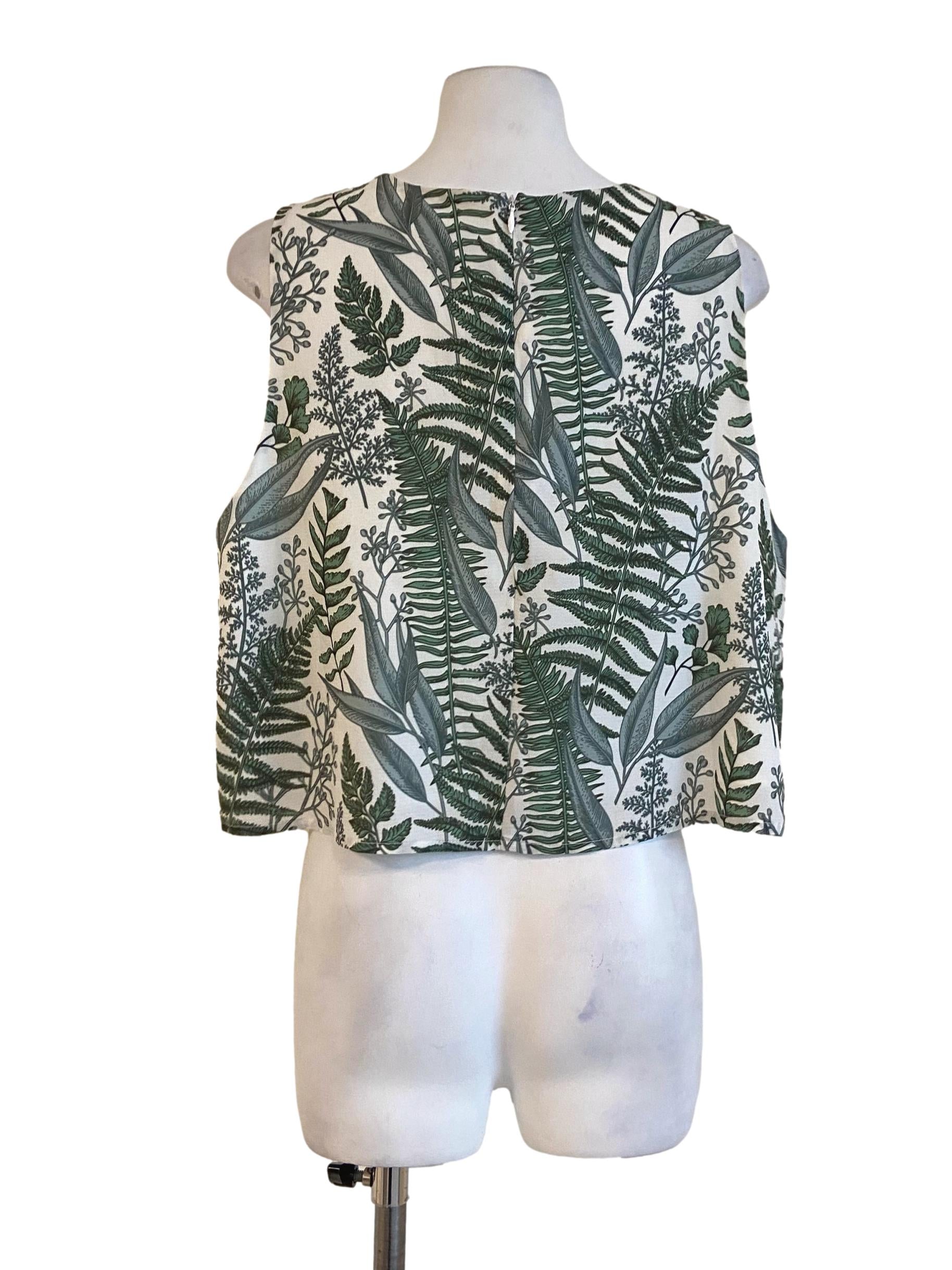 White Sleeveless Floral Top