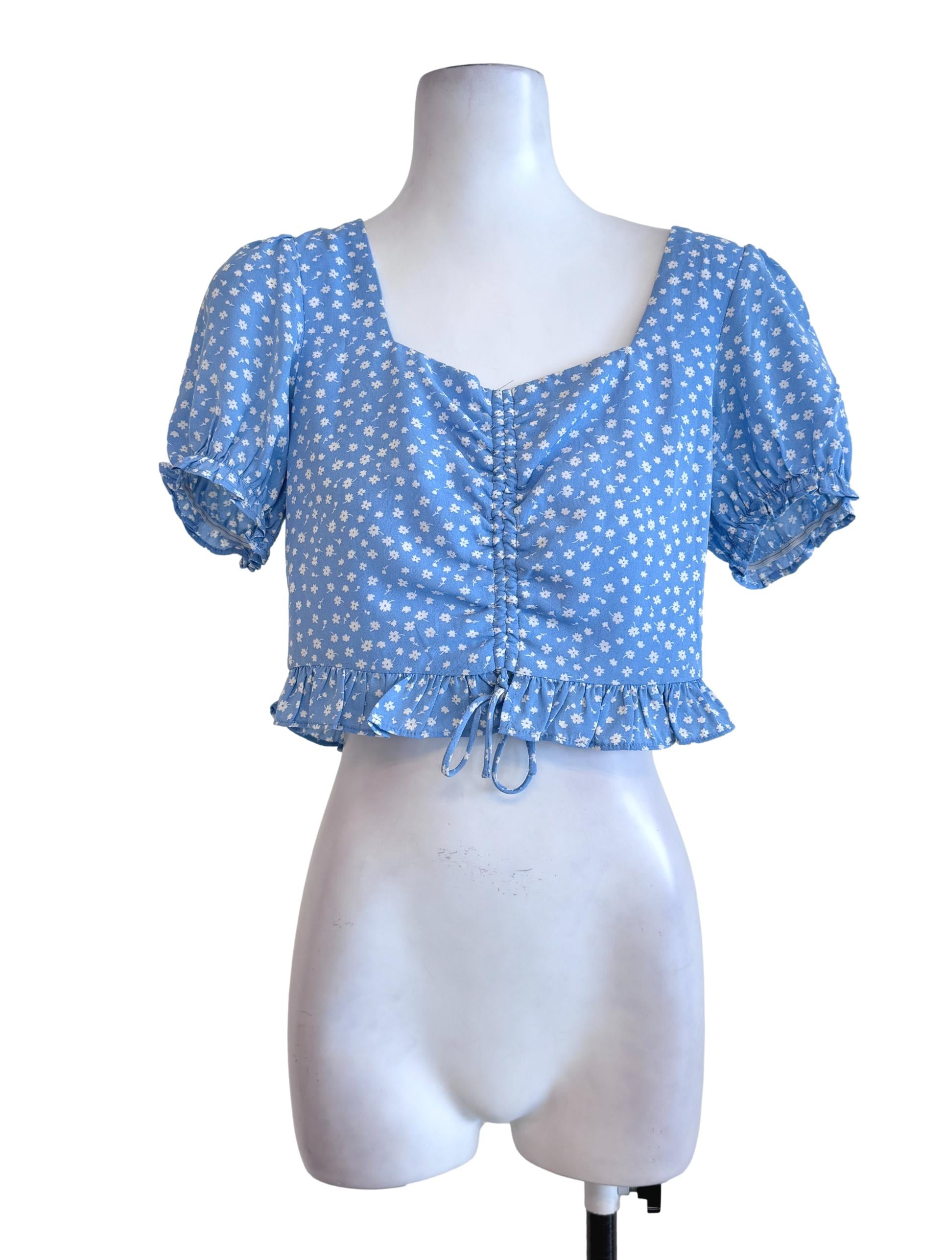 Cerulean Blue Floral Top