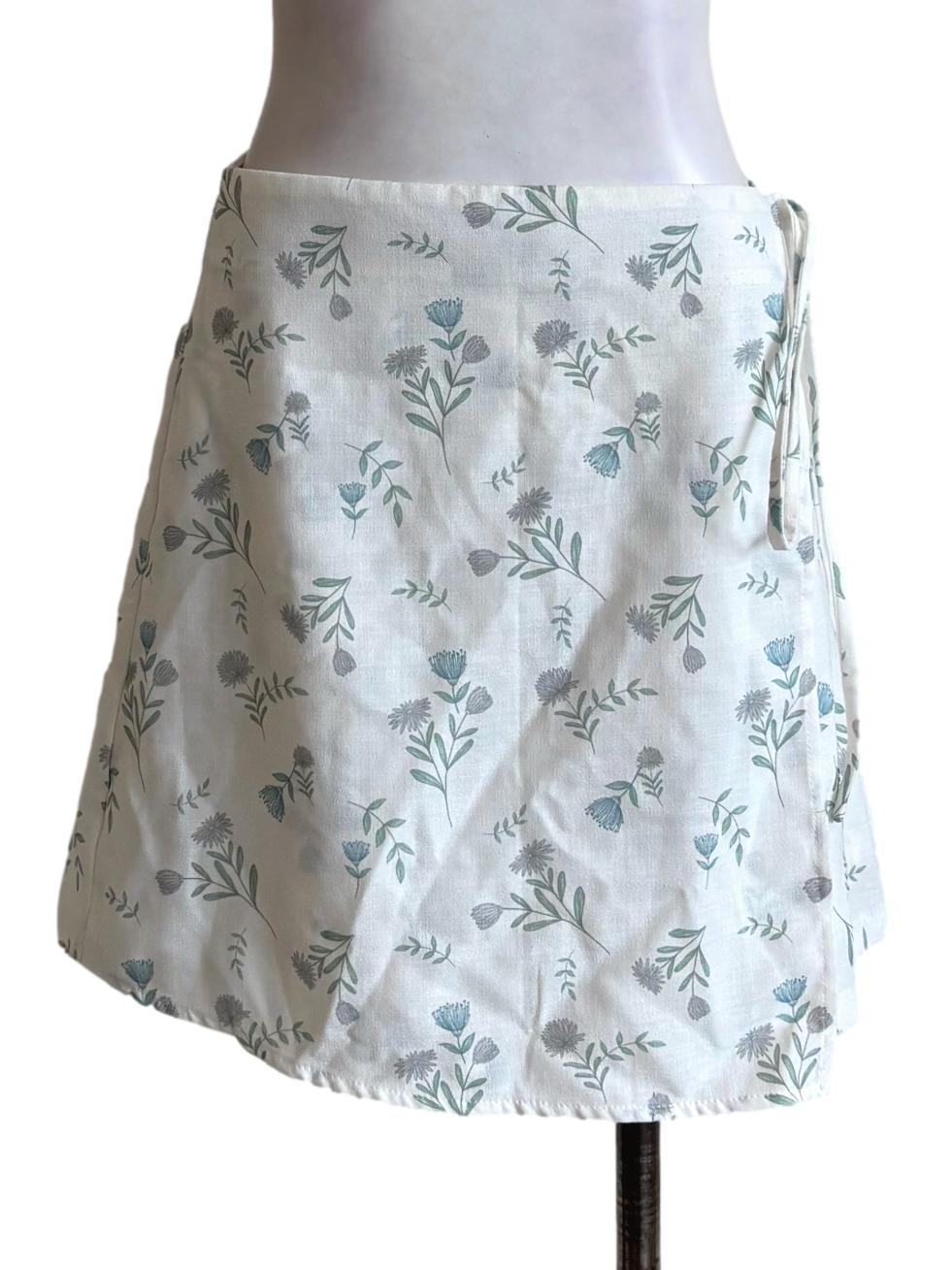 White Floral Wrap Skorts