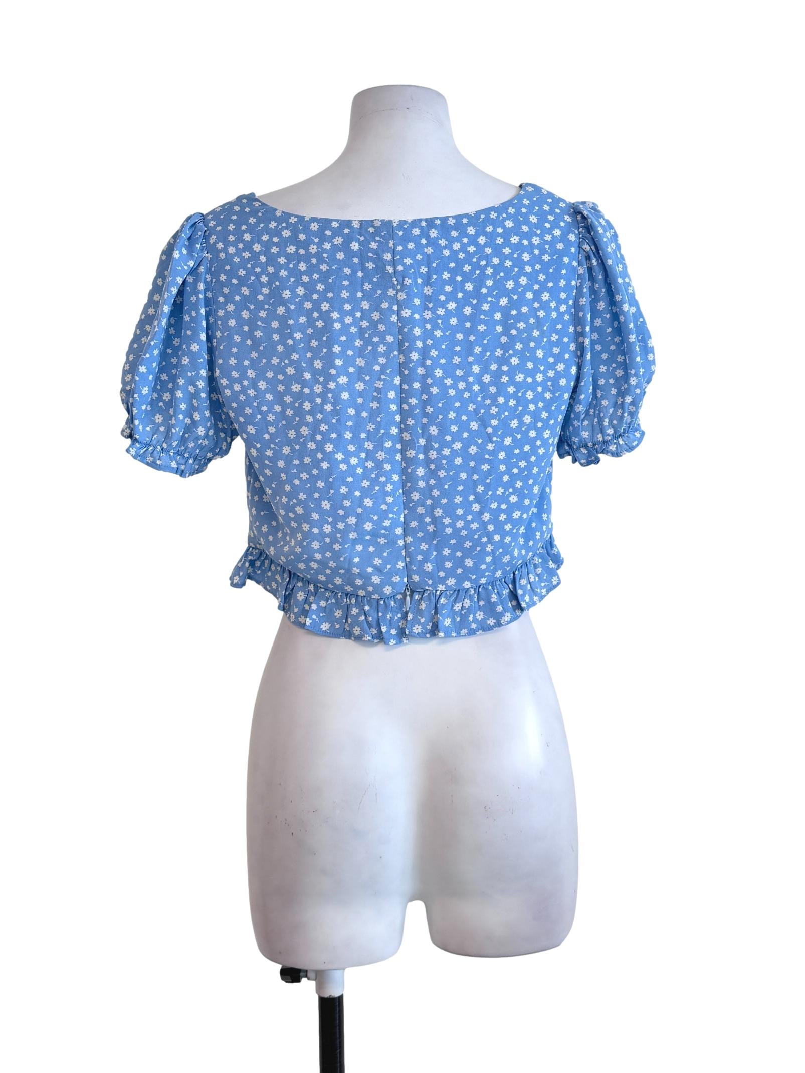 Cerulean Blue Floral Top