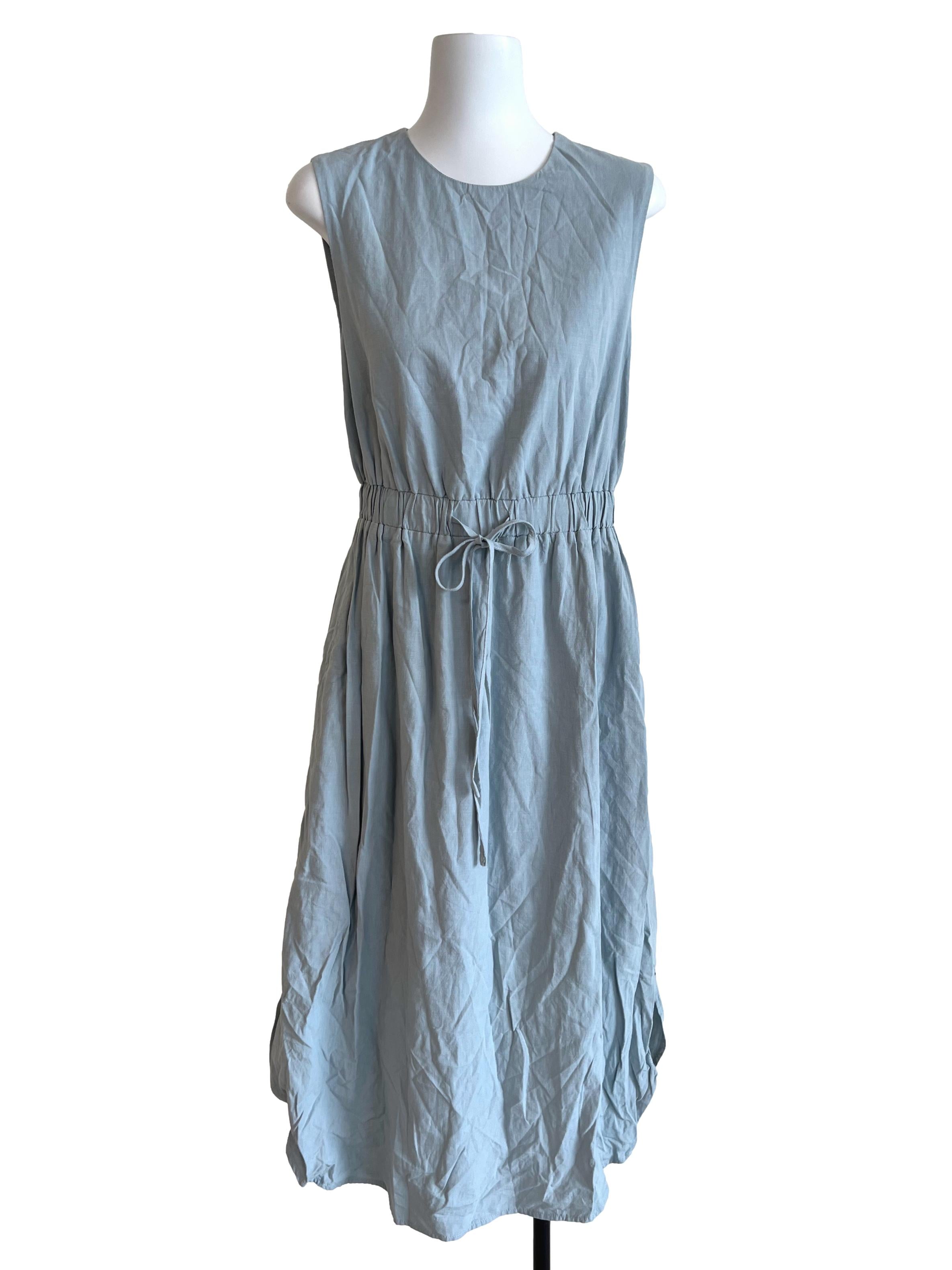 Sky Blue Sleeveless Midi Dress