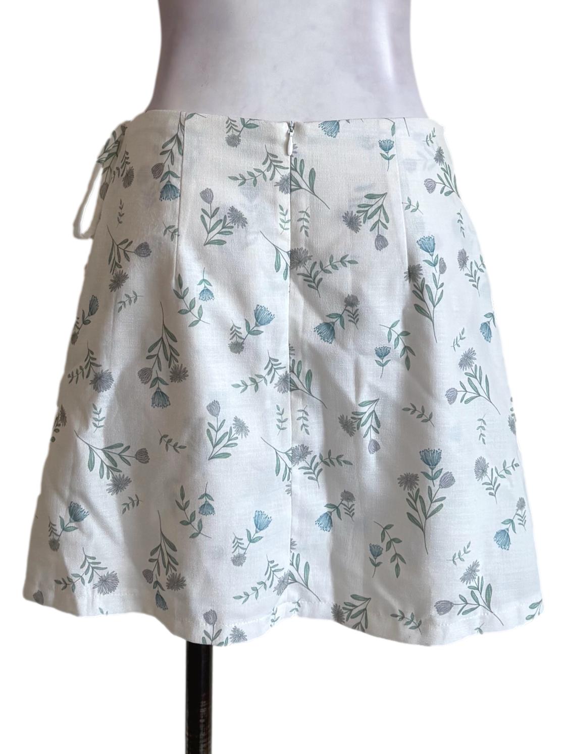 White Floral Wrap Skorts