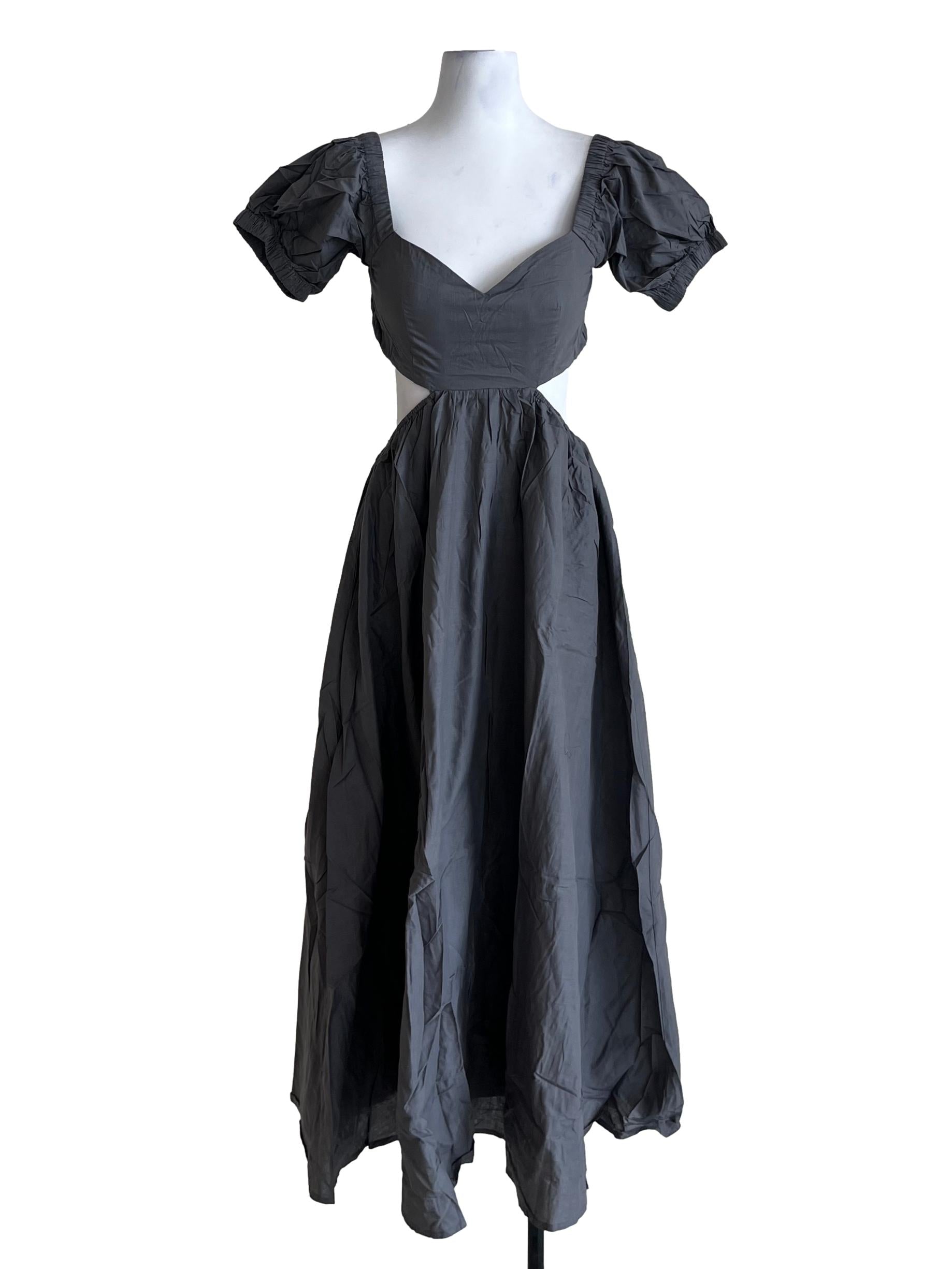 Grey Adriel Cut Out Padded Midi Dress TTR