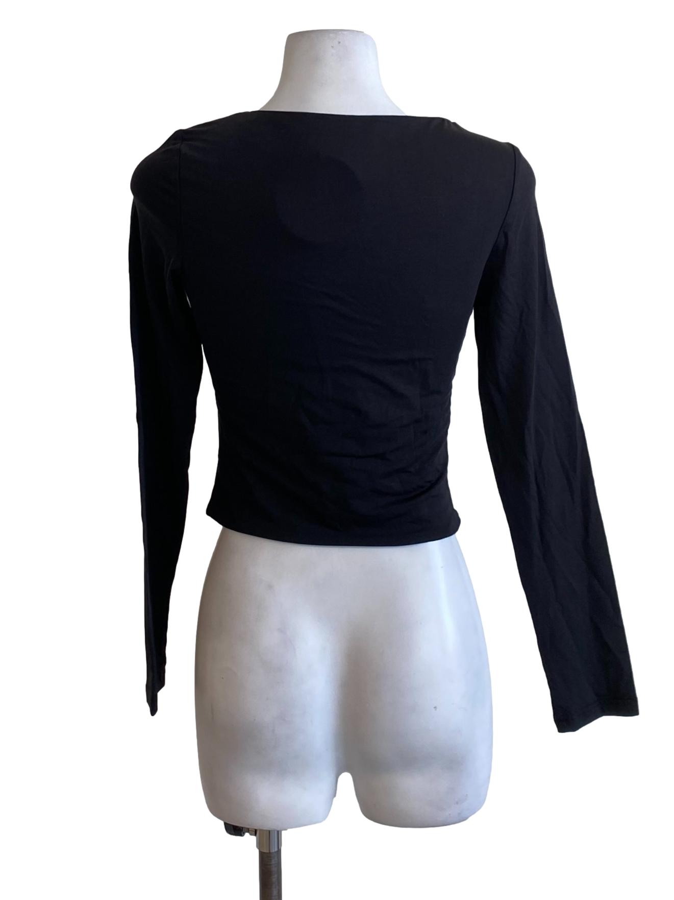 True Black Scoop Neck Long Sleeve Fit Shirt