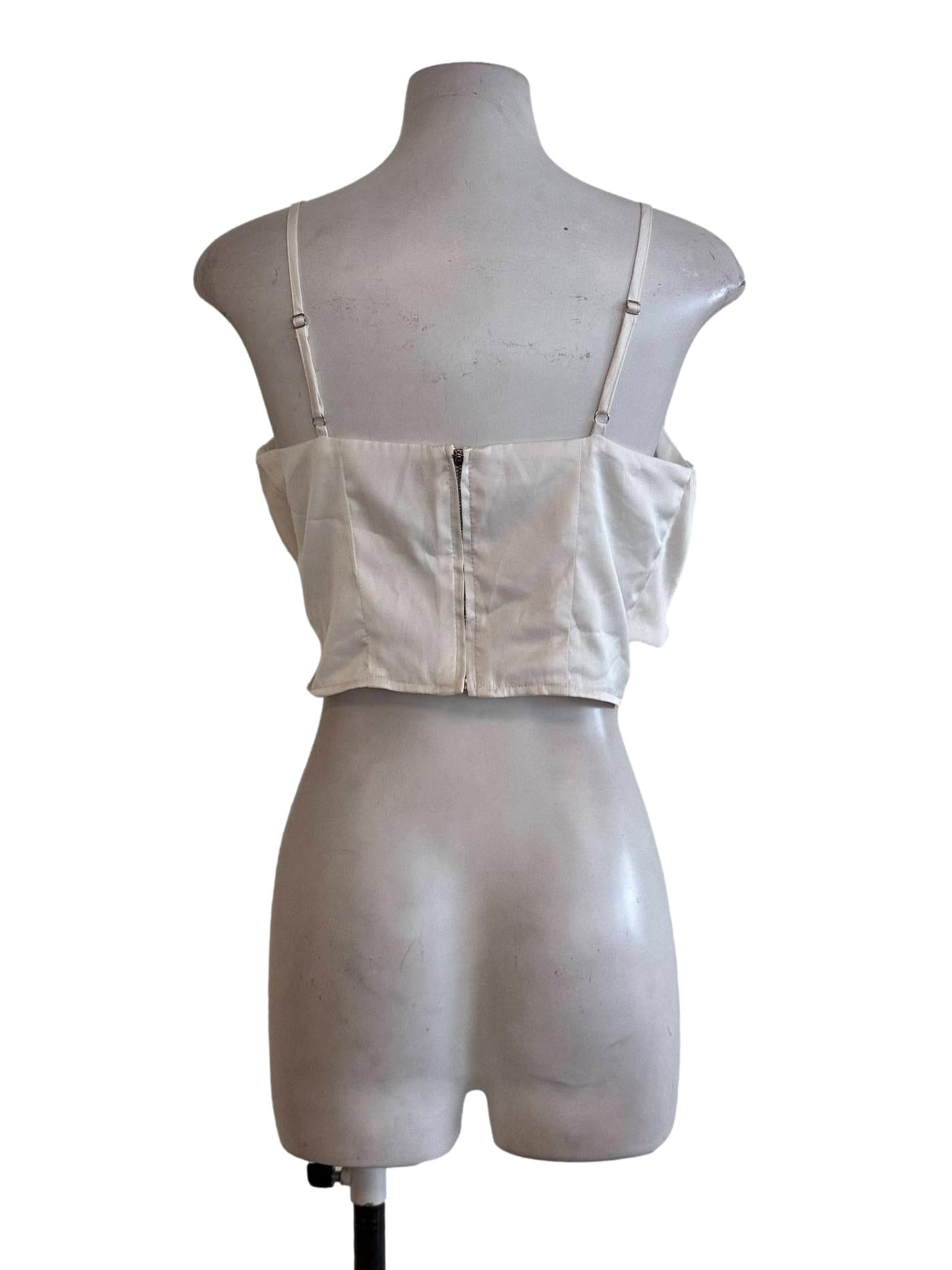 Daisy White Sleeveless Crop Top