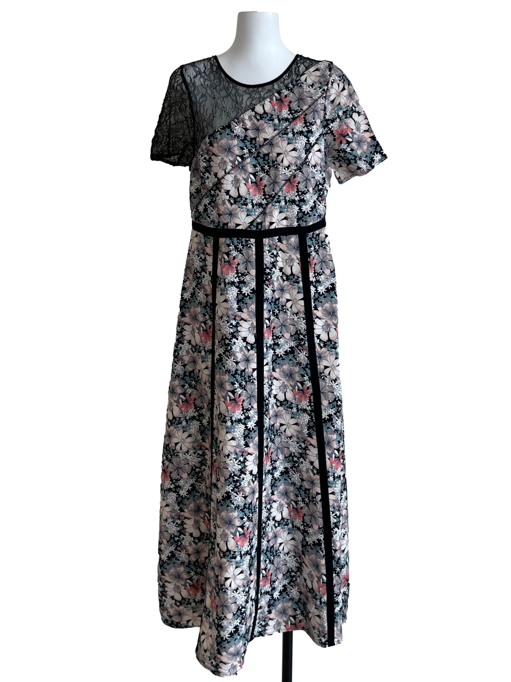 Black Floral Empire Dress