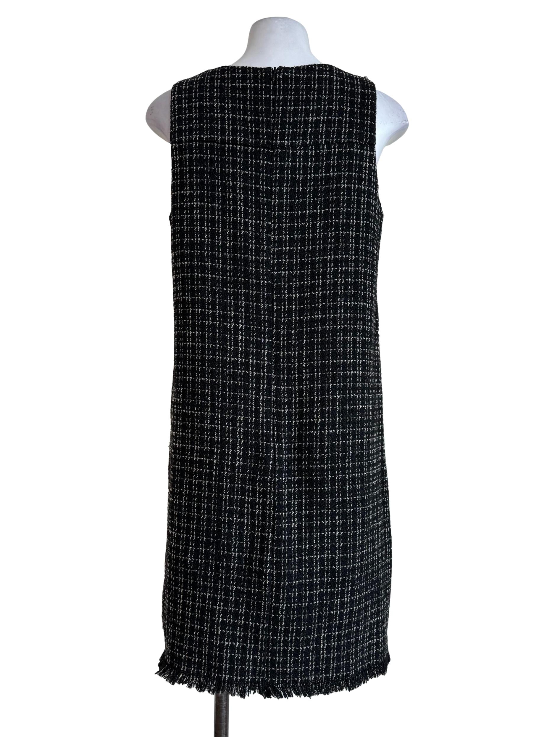 Black Tweet Sleeveless Empire Dress