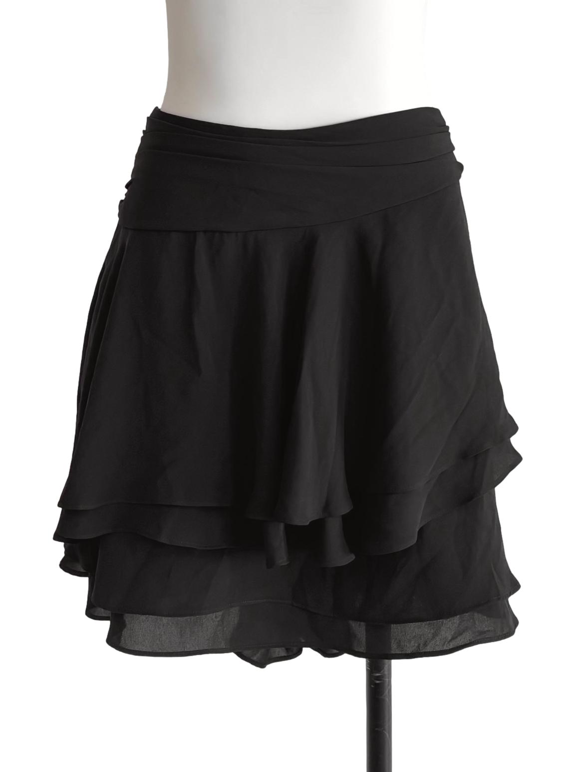 Black Tiered Mini Skirt