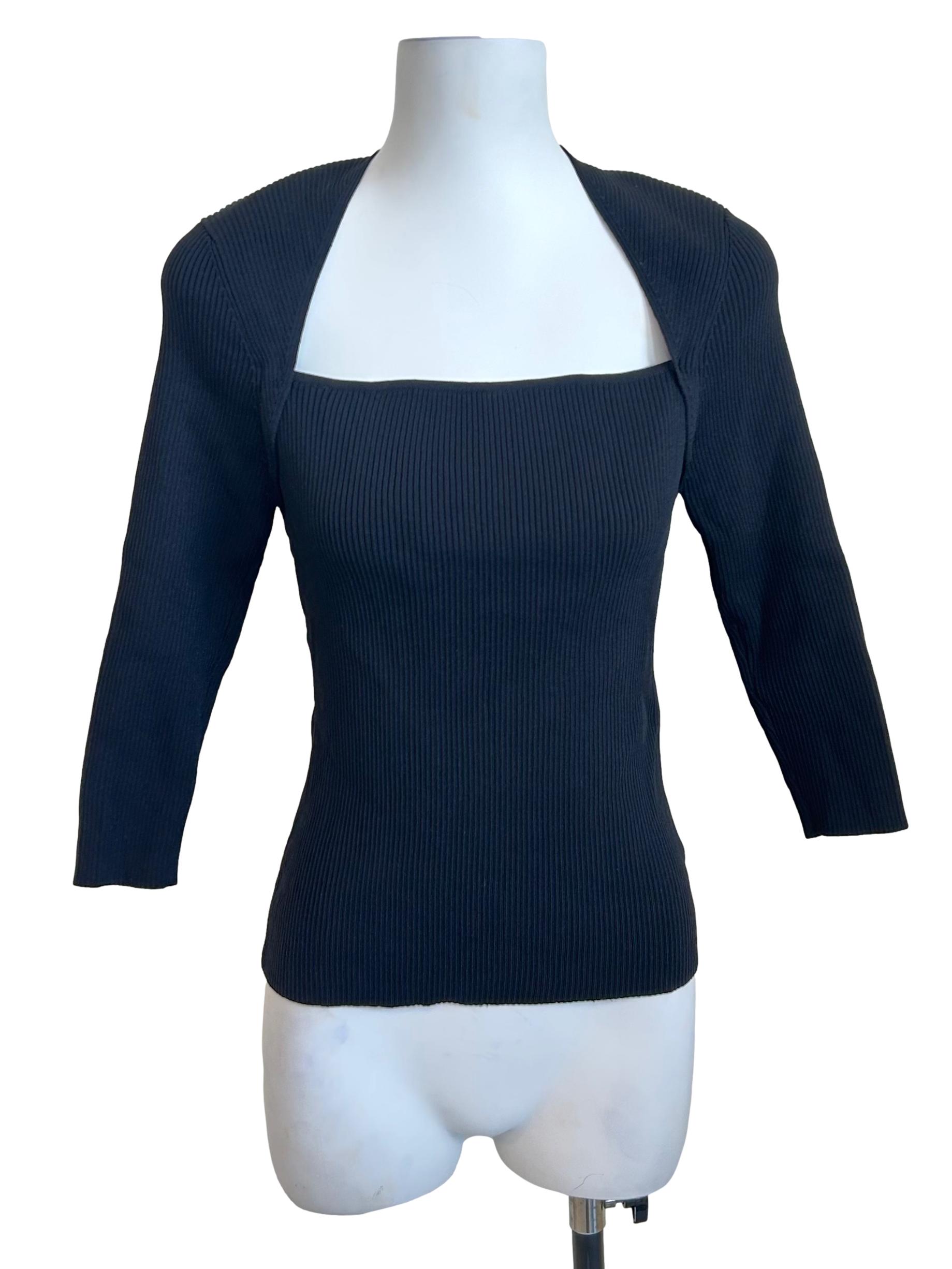 Black Square Neck Ribbed Top LB