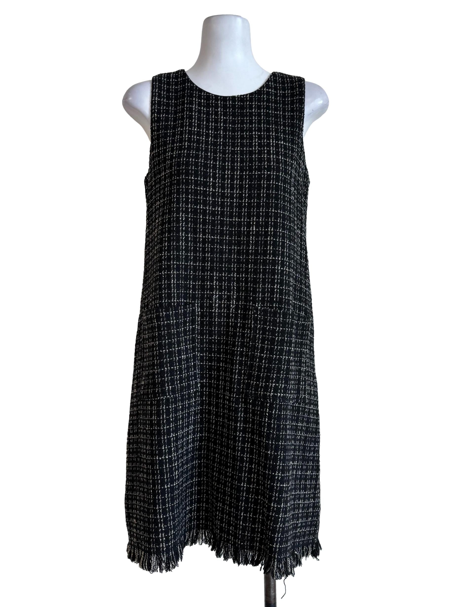 Black Tweet Sleeveless Empire Dress