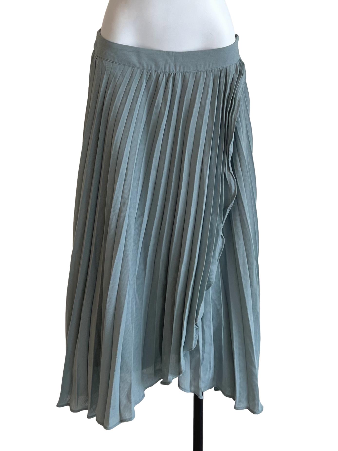 Mint Green Front Slit Skirt TWL