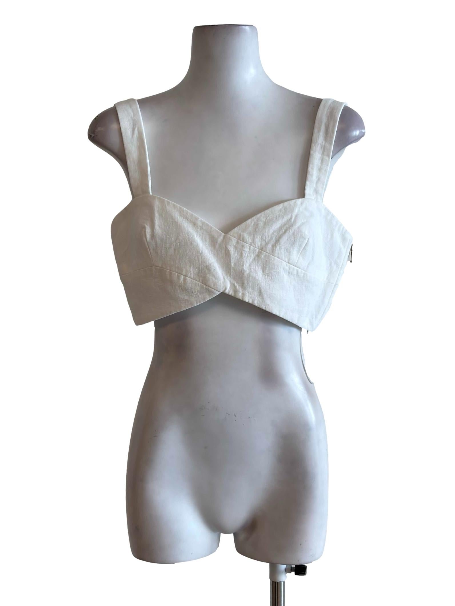 Off White Keyhole Cross Bralette