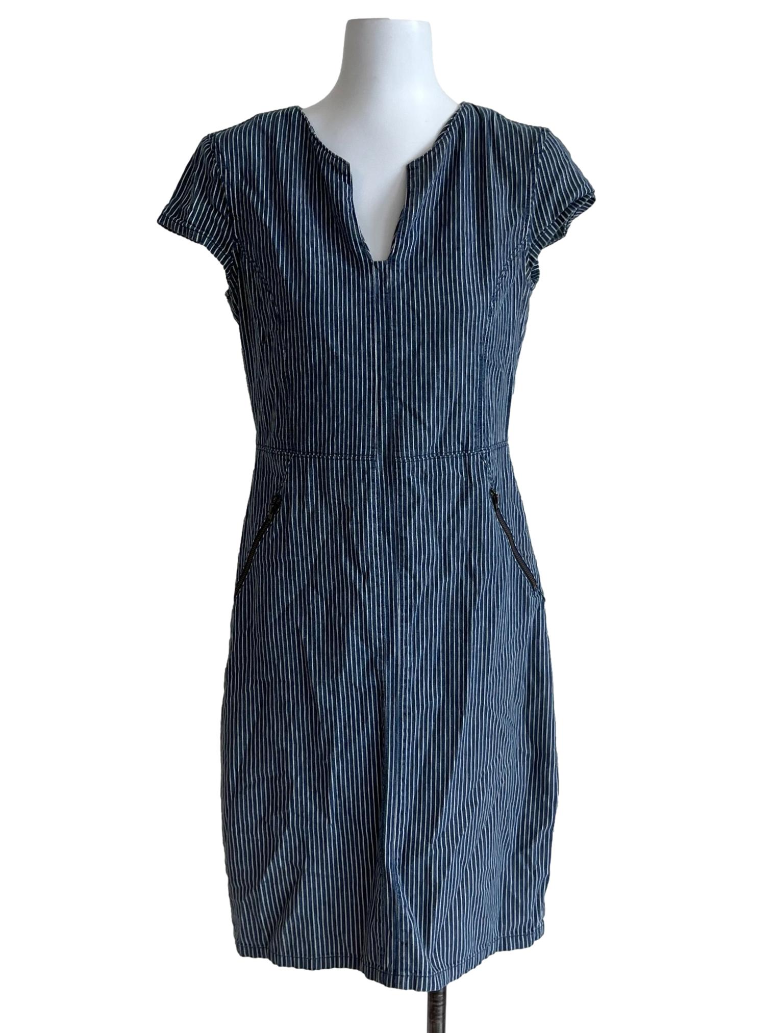 Blue Denim Stripe Empire Dress