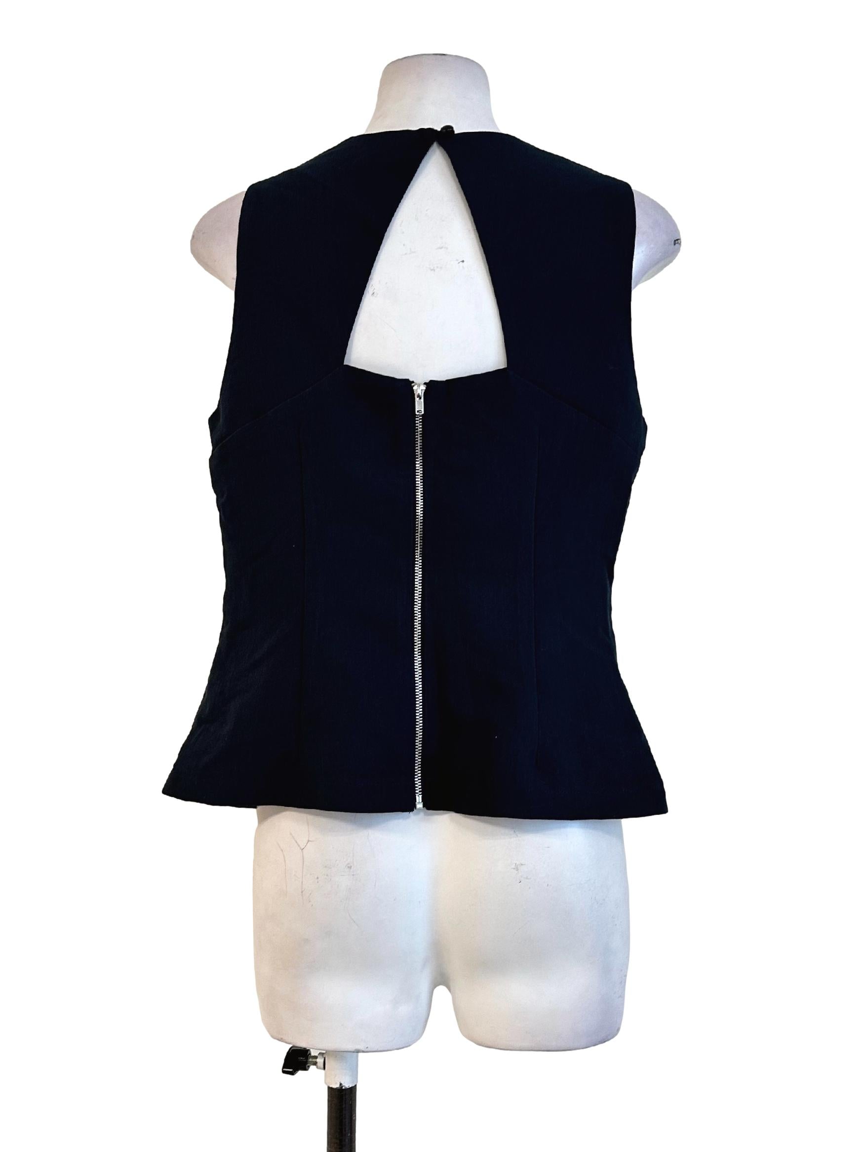 Blue Black Sleeveless Top LB