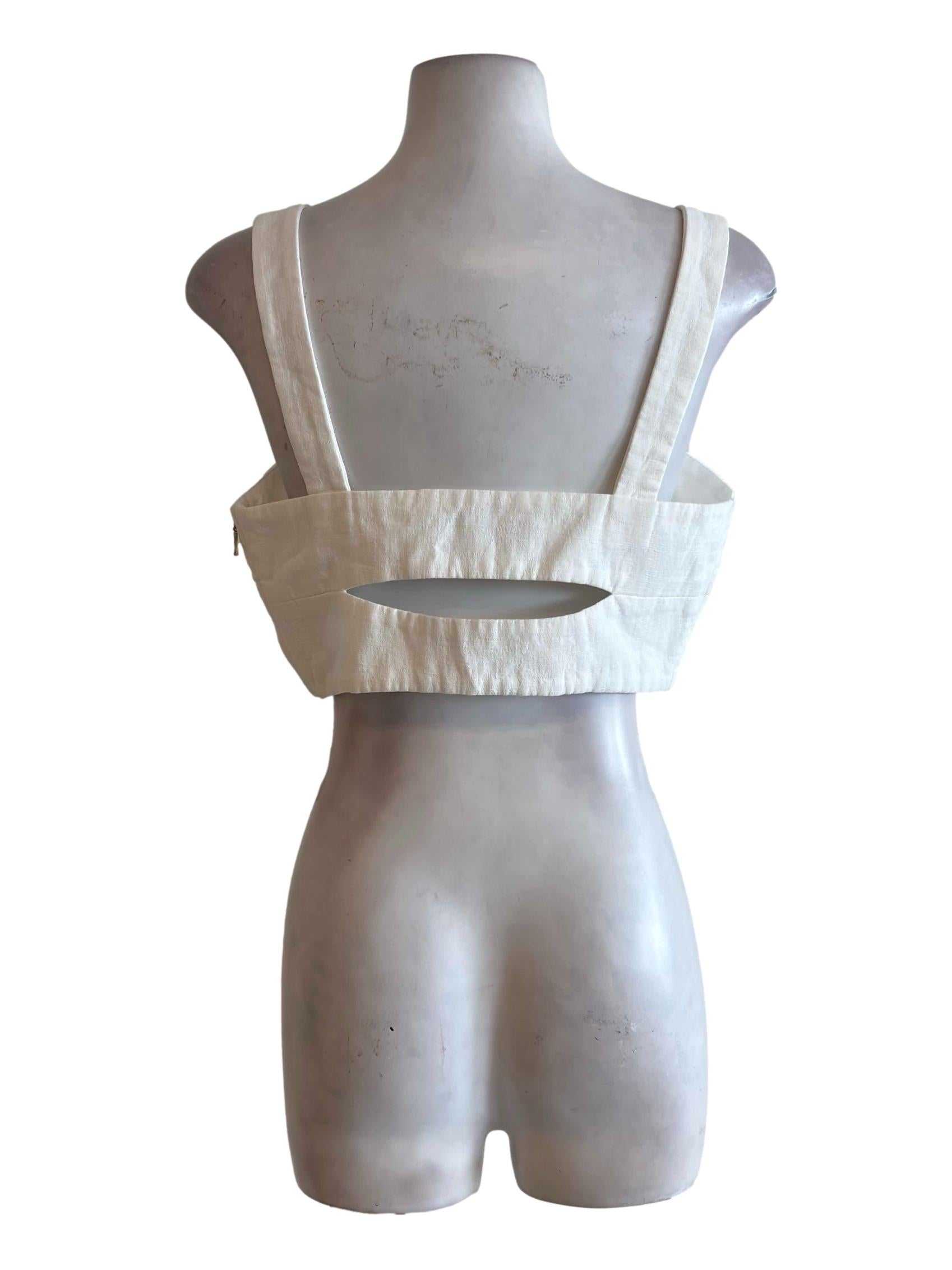 Off White Keyhole Cross Bralette