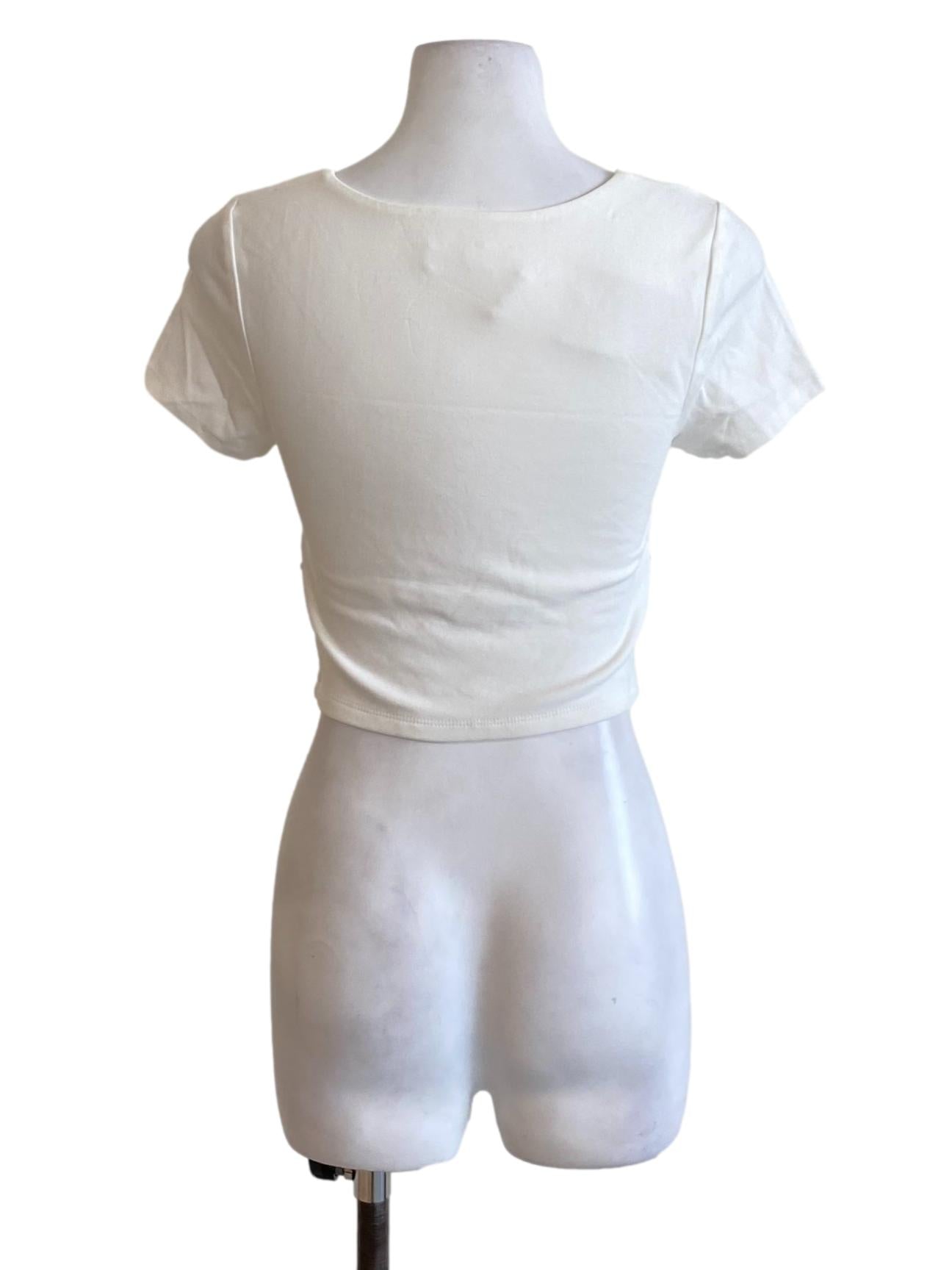 Soft White Square Neck Short Sleeve Cropped Shirt