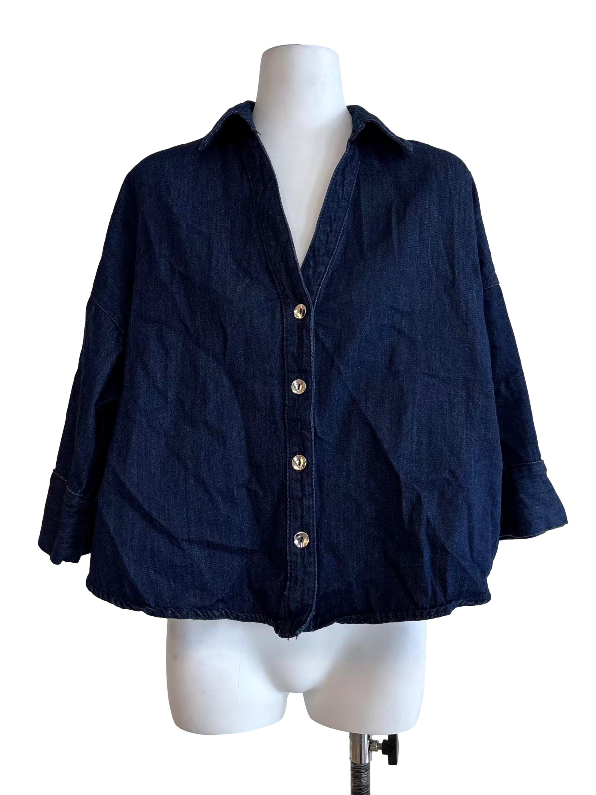 Blue Denim Buttoned Top