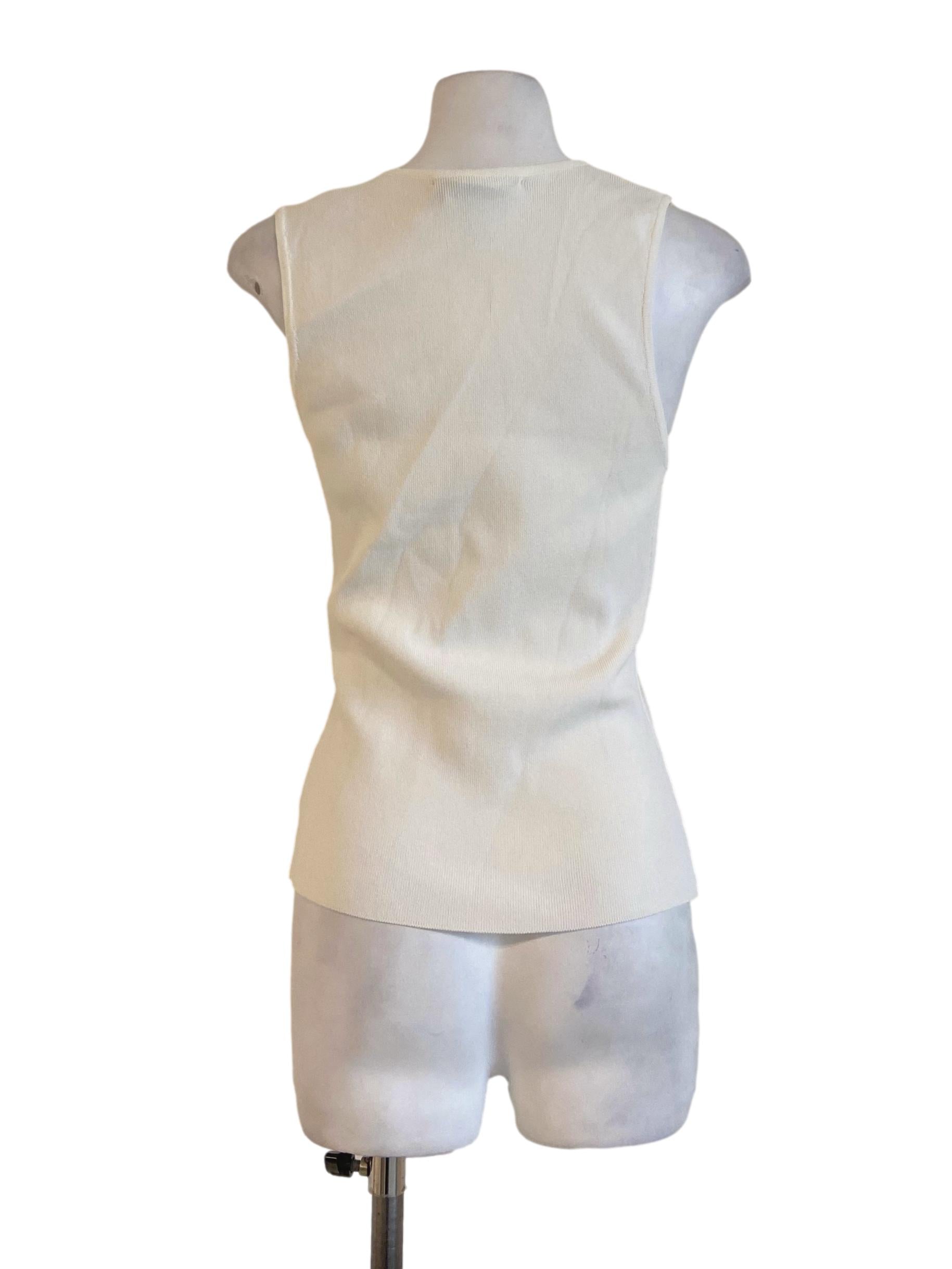 White Sleeveless Asymmetric Neck Top LB