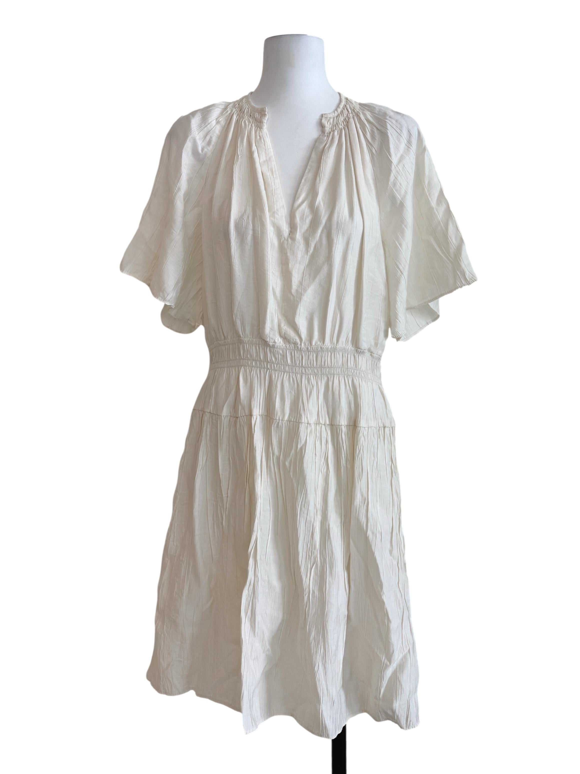 Cream White V-Neckline Shirt Dress