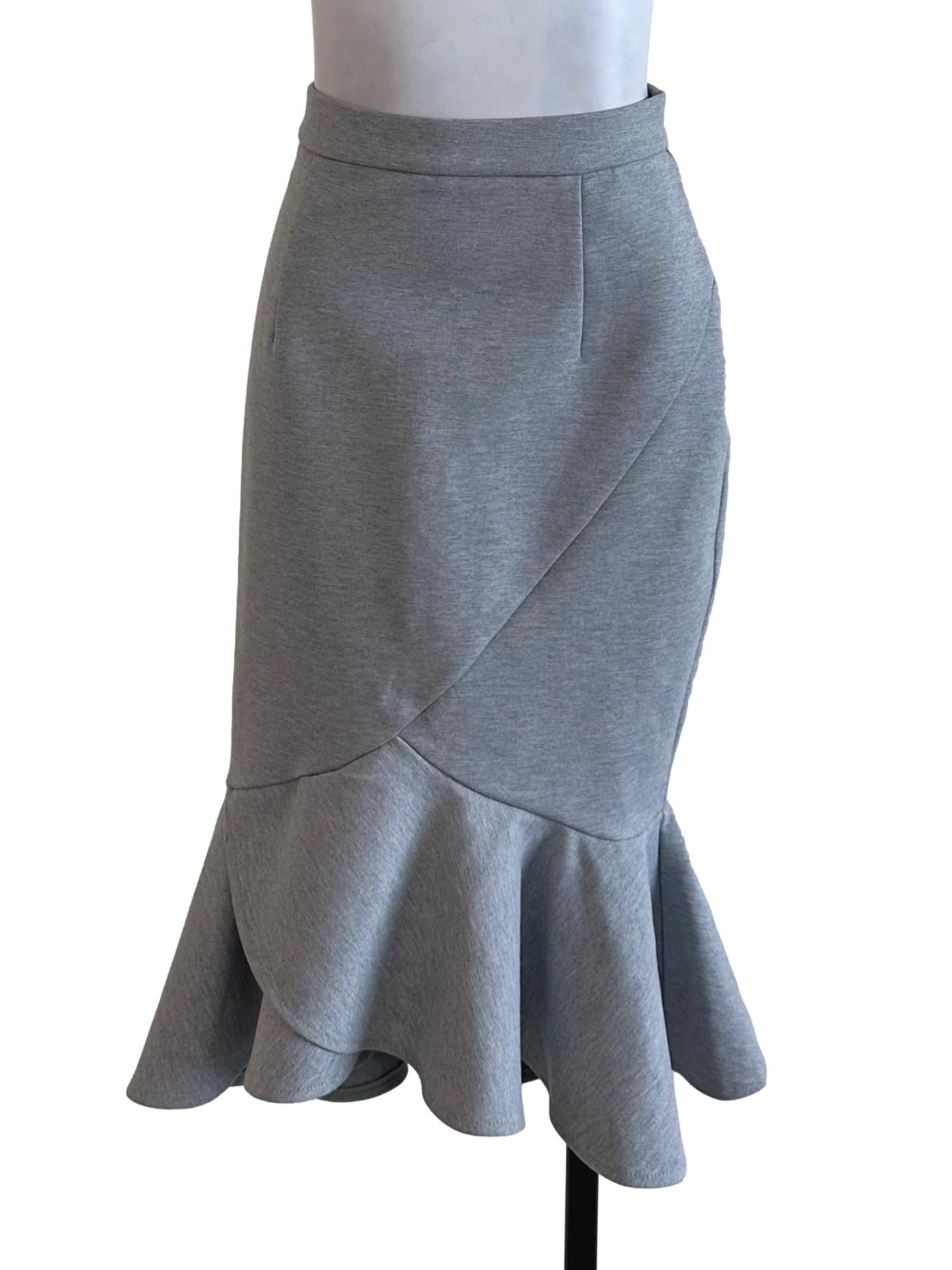 Fayth Light Grey Ruffle Skirt | REFASH
