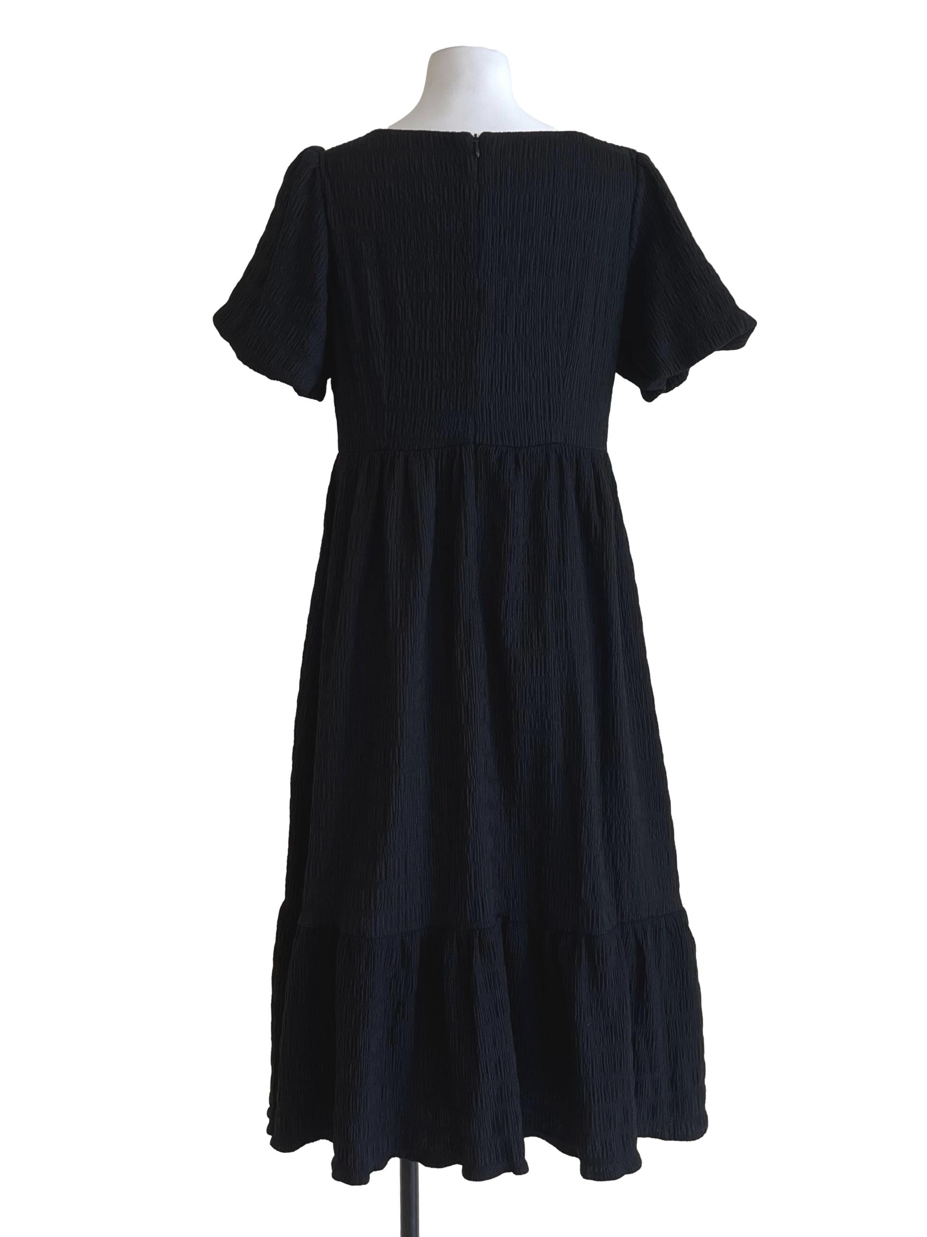 Jet Black Textured Dress