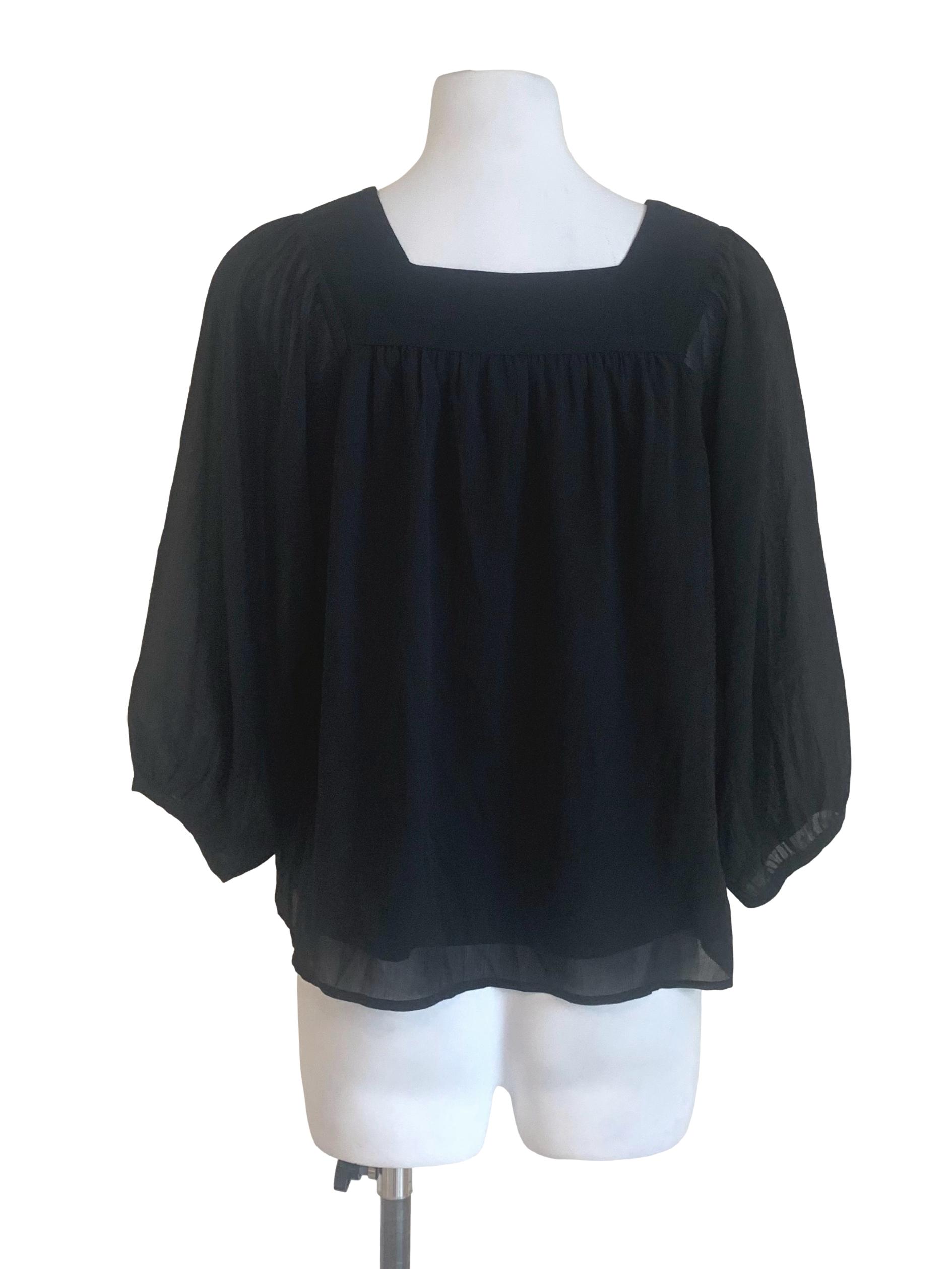Oil Black Square Neck Bishop Sleeves TCL