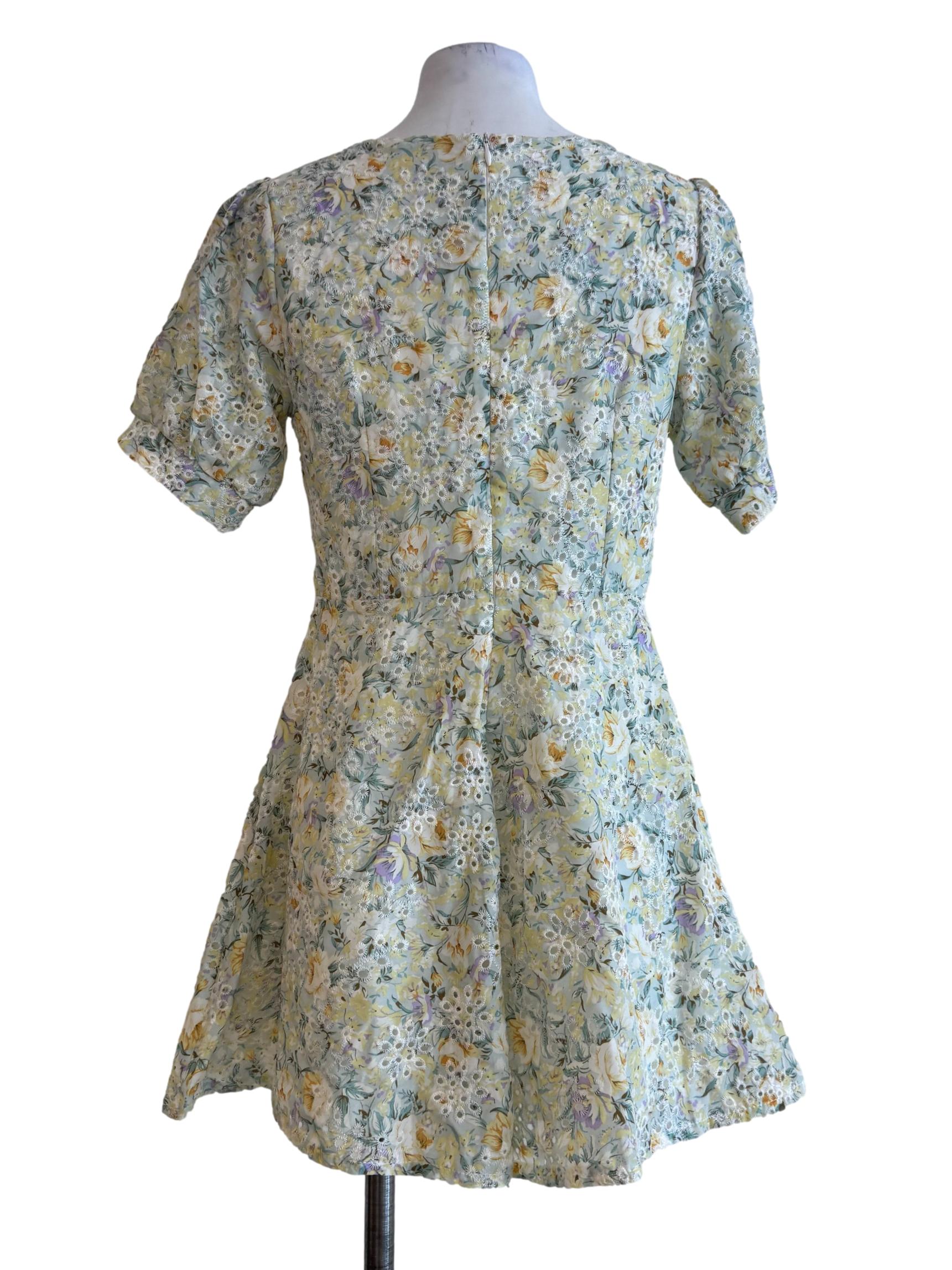 Multicolor Floral Prints Eyelet Romper