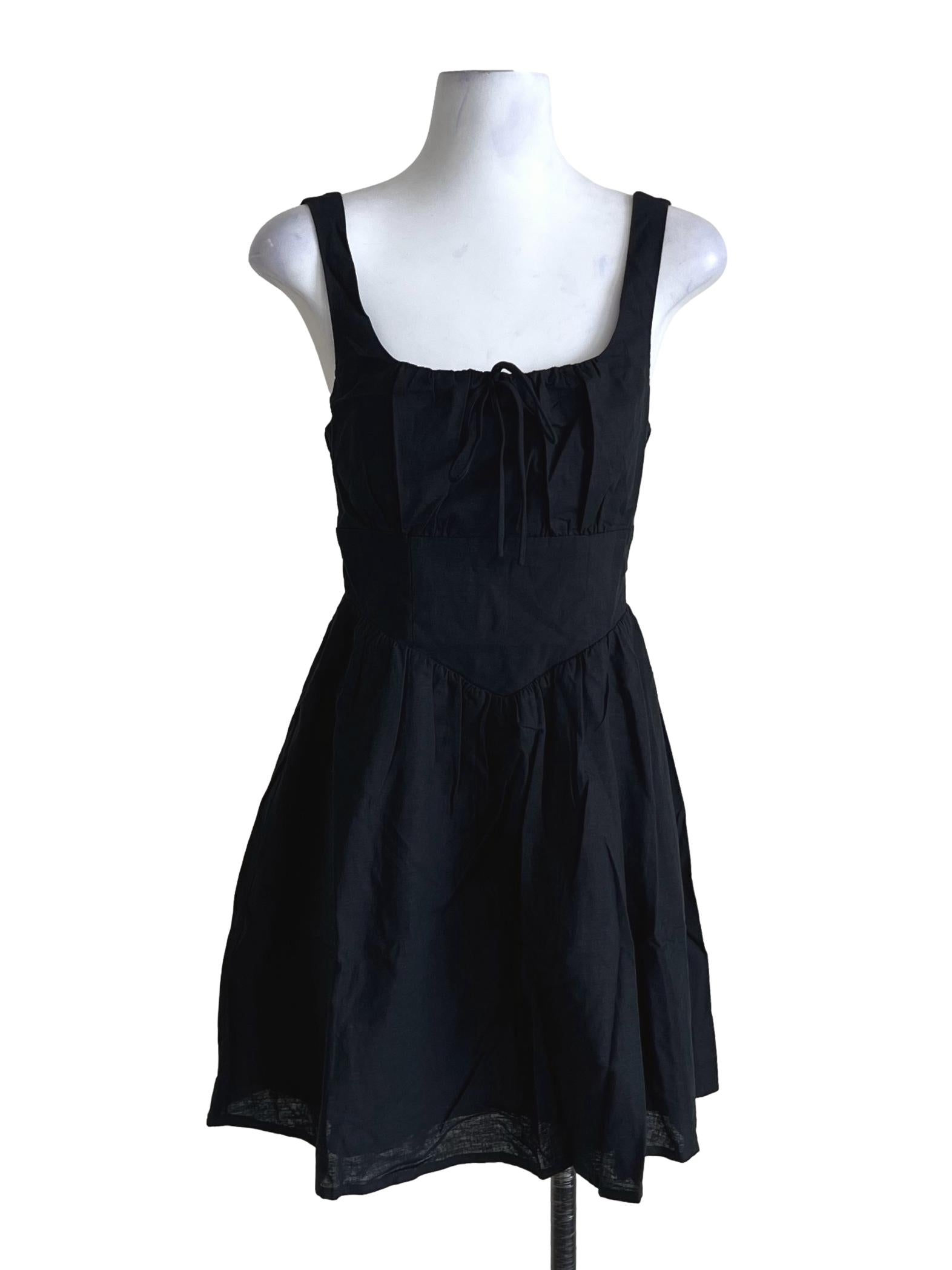 Black Erica Corset Linen Dress TTR