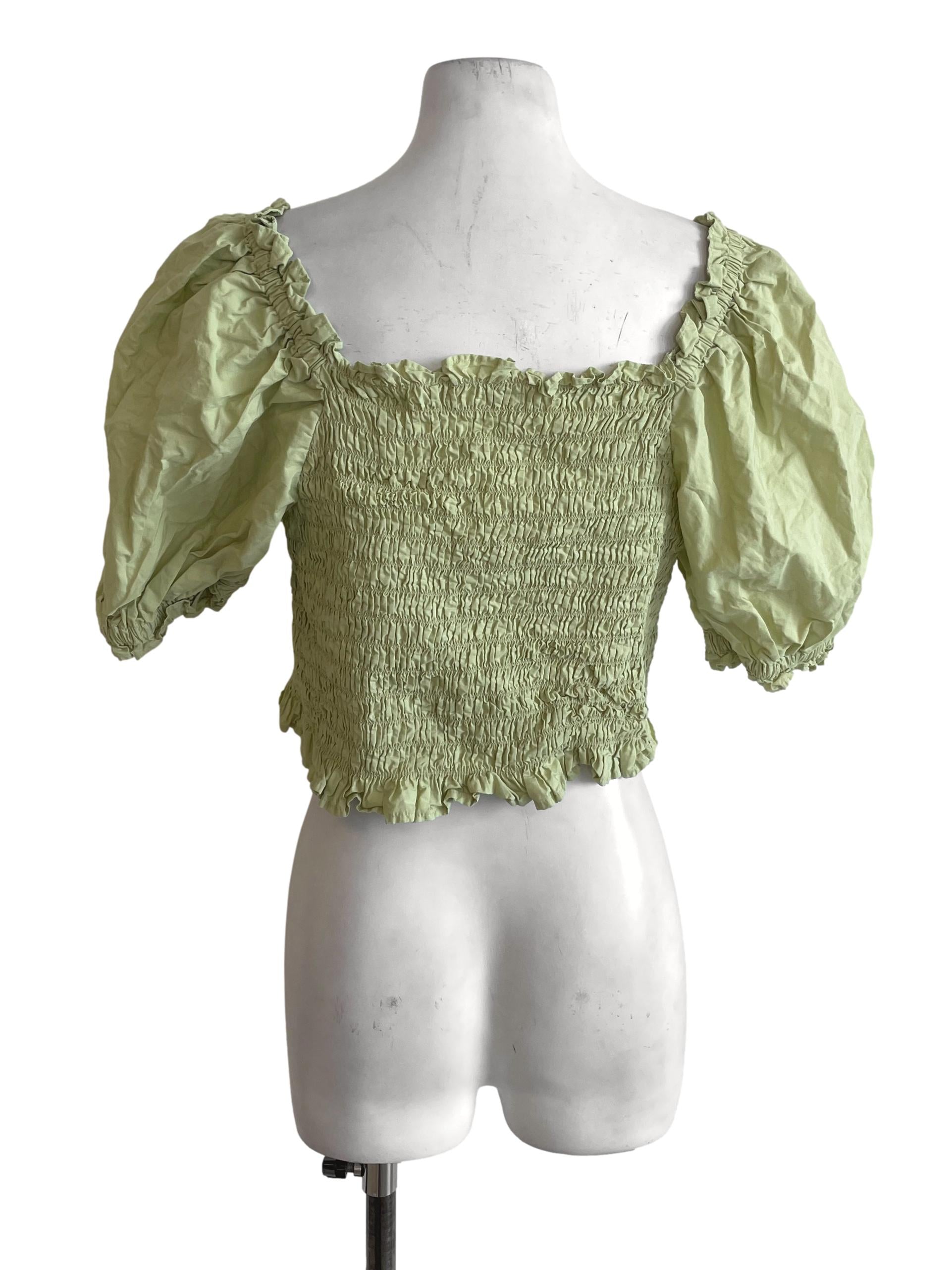 Light Green Smocked Top