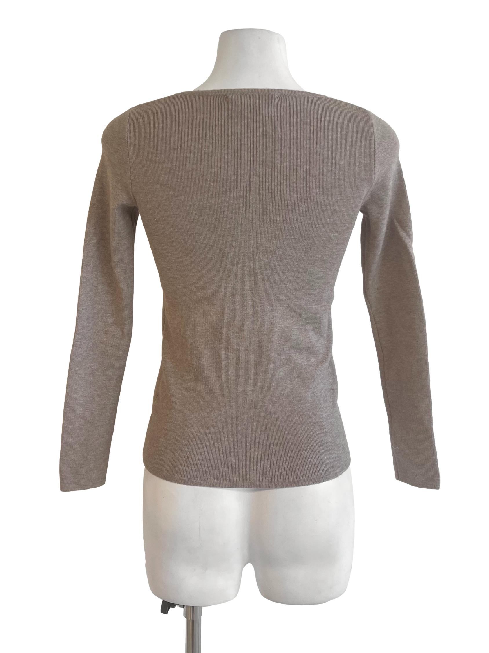 Latte Square Neck Long Sleeve Fitted Top LB