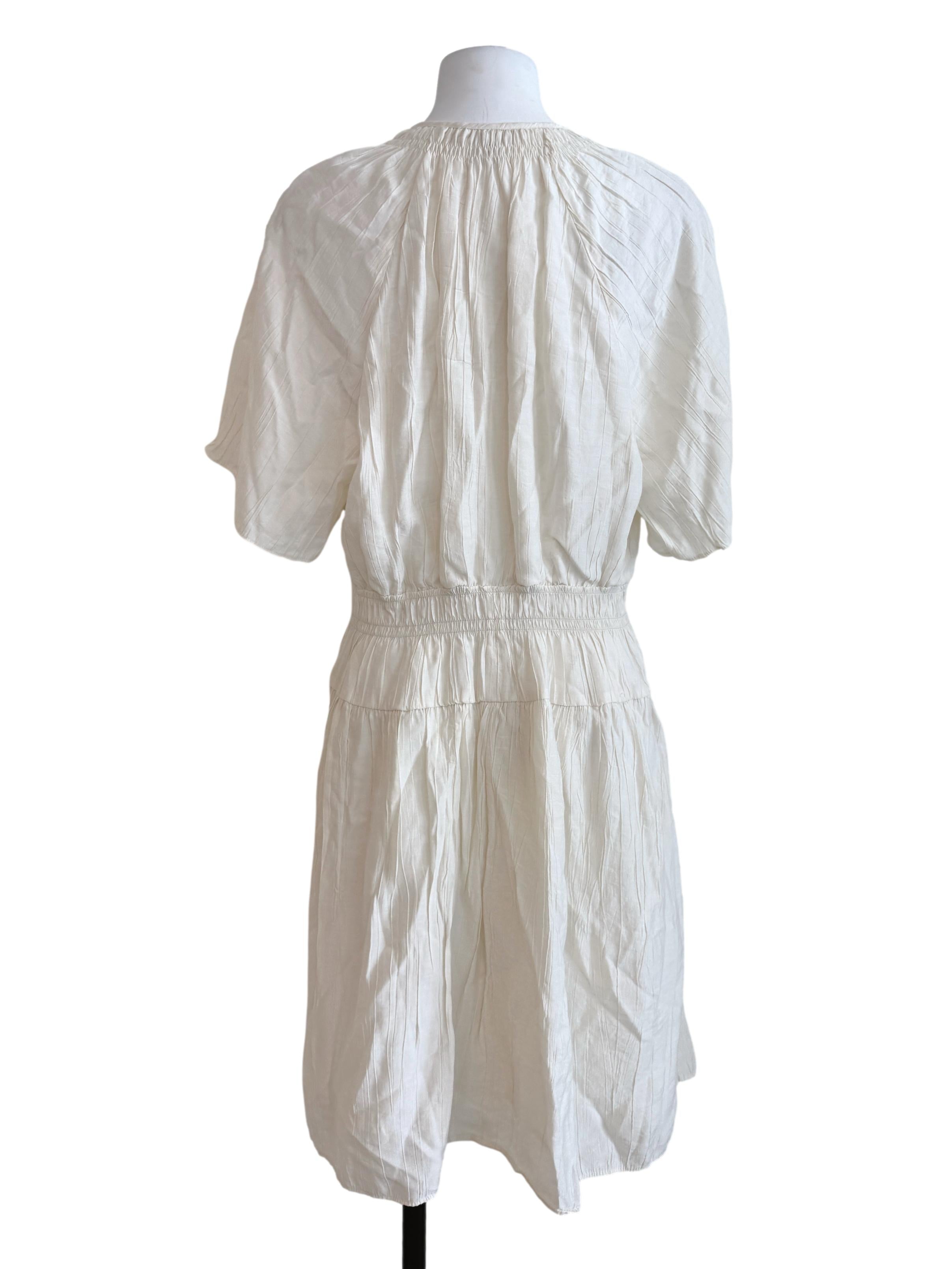 Cream White V-Neckline Shirt Dress