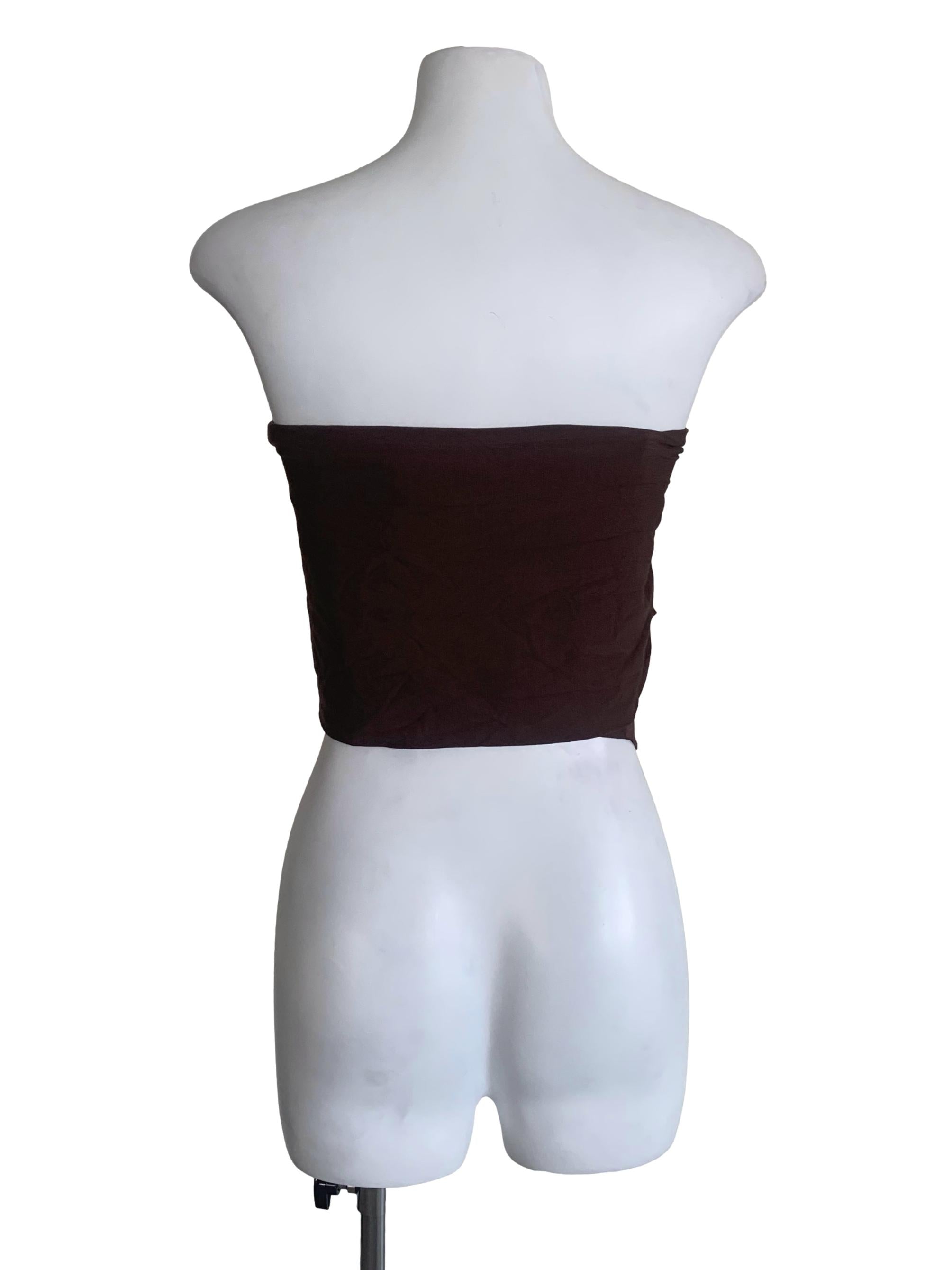 Wood Brown Sleeveless Top YHF